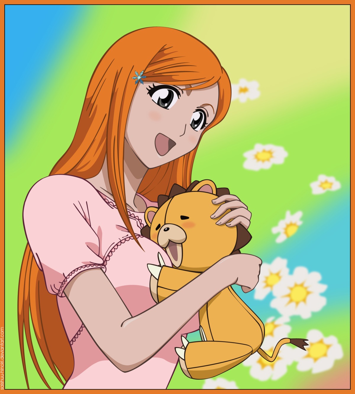 bleach, inoue_orihime, kon, vector_trace, watermark
