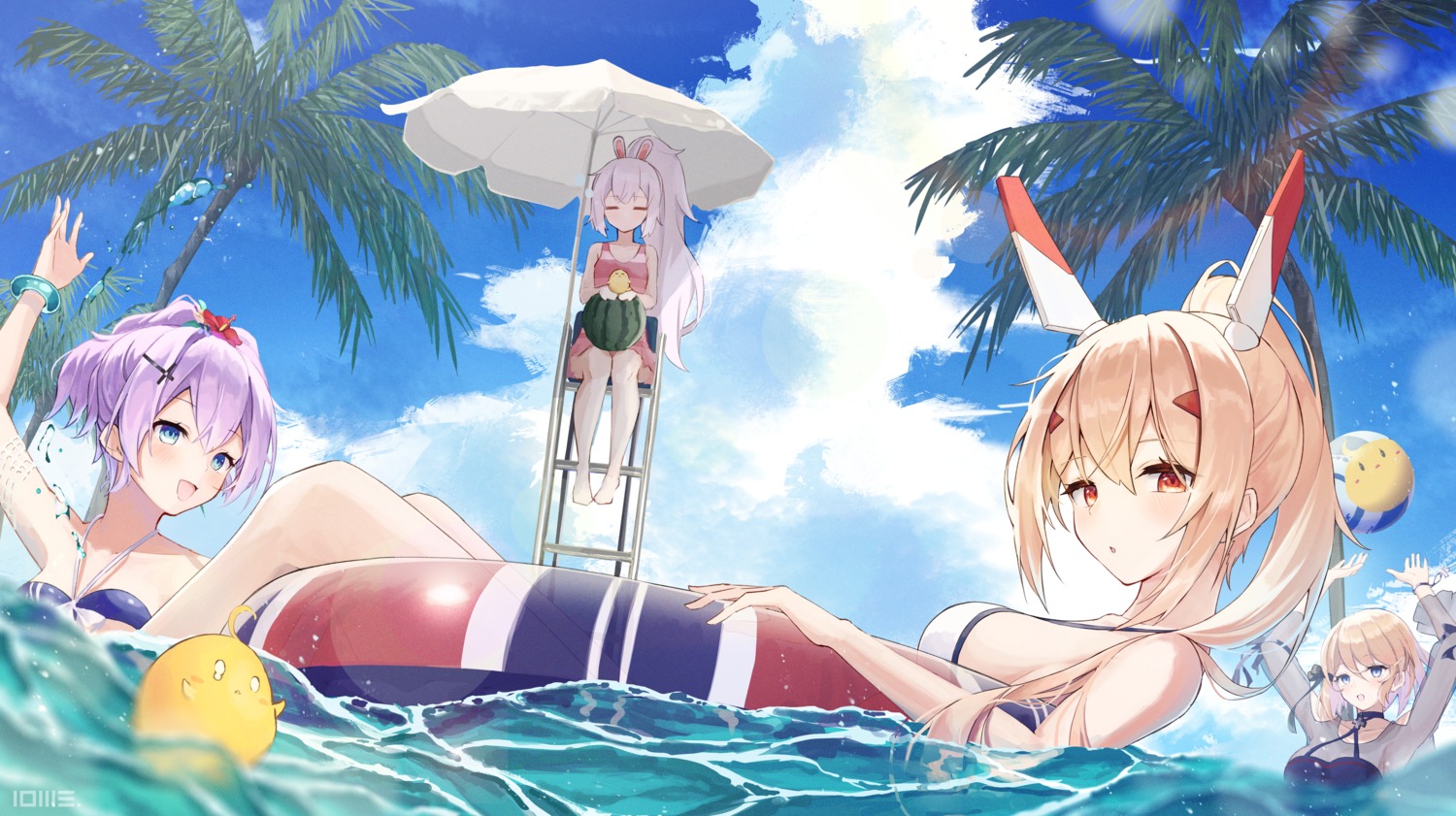 animal_ears, ayanami_(azur_lane), azur_lane, bikini_top, bunny_ears, javelin_(azur_lane), laffey_(azur_lane), lows.