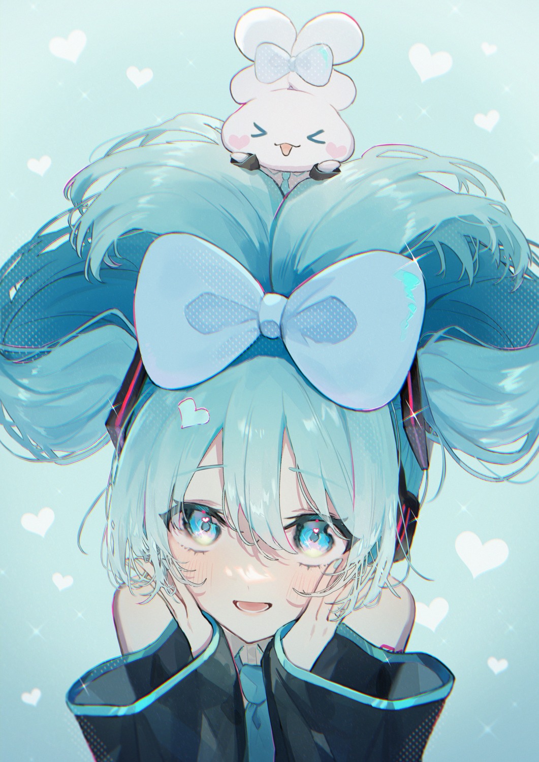 cinnamiku, cinnamoroll, crossover, hatsune_miku, headphones, necojishi, sanrio, tattoo