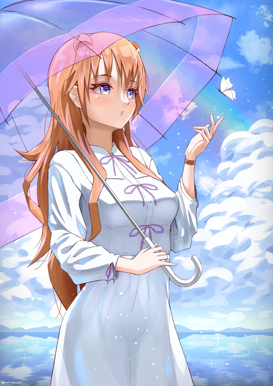 dress, konoe_kanata, love_live!_(series), love_live!_nijigasaki_gakuen_school_idol_doukoukai, notinversion, umbrella