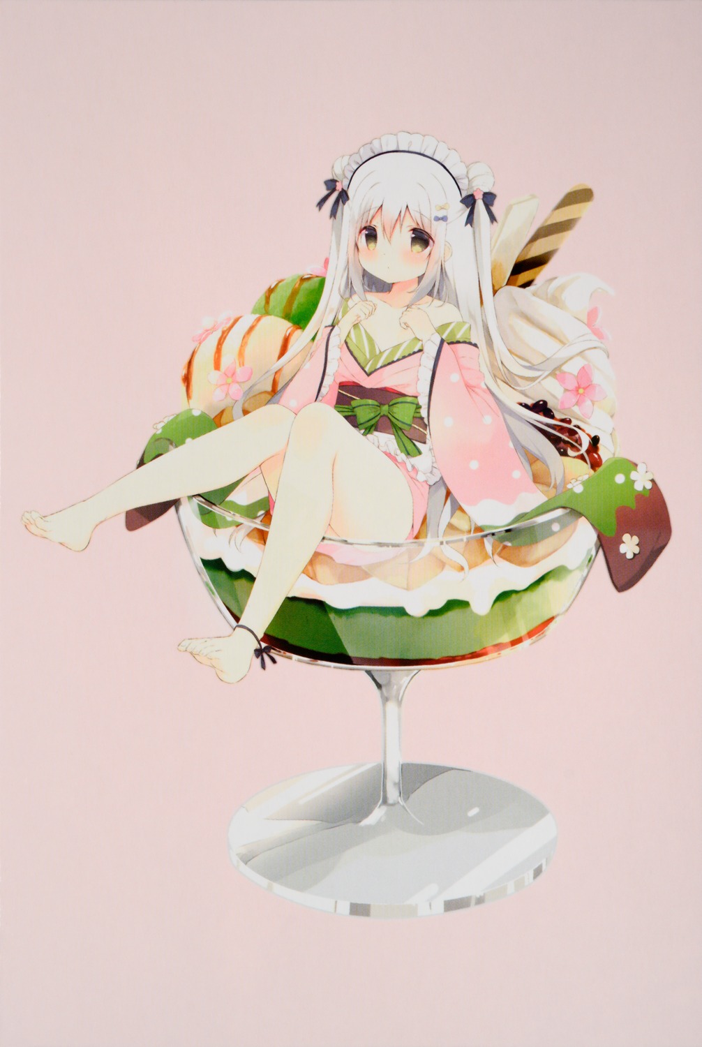feet, maid, no_bra, open_shirt, shiratama, shiratama_komame, wa_maid