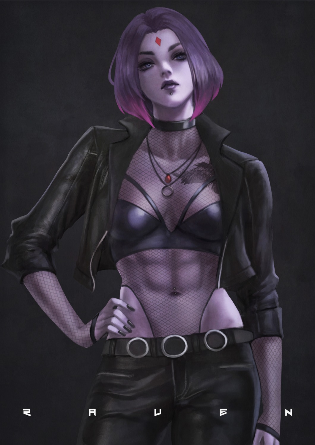 dc_comics, fishnets, leotard, monori_rogue, raven_(teen_titans), tattoo, teen_titans