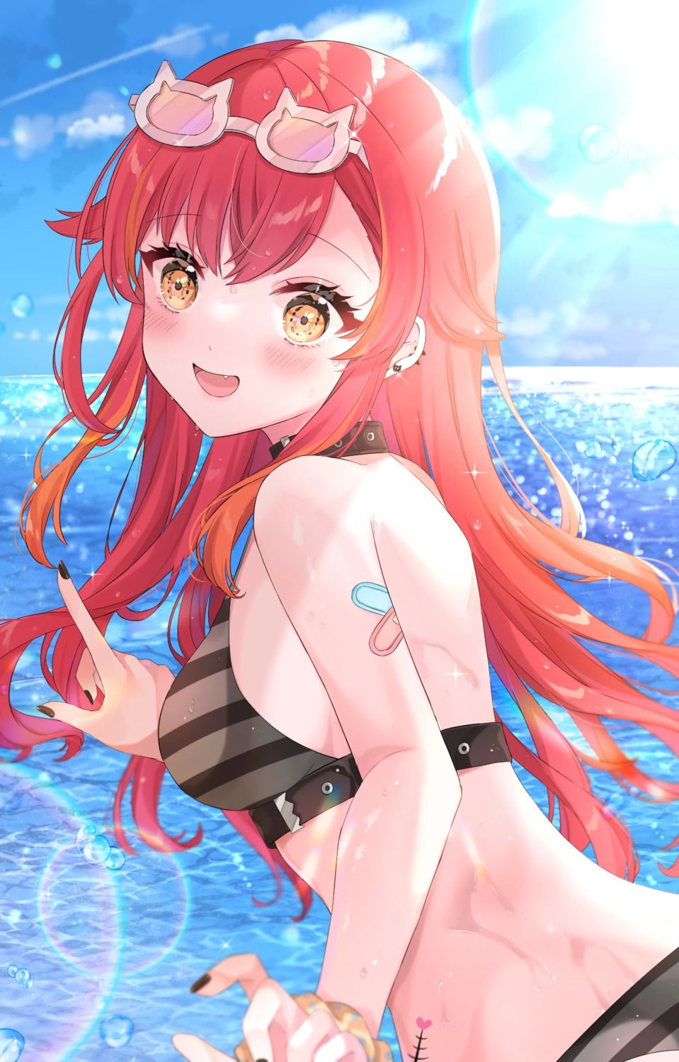 bandaid, bikini, megane, nekota_tsuna, shain, swimsuits, tattoo, vspo!