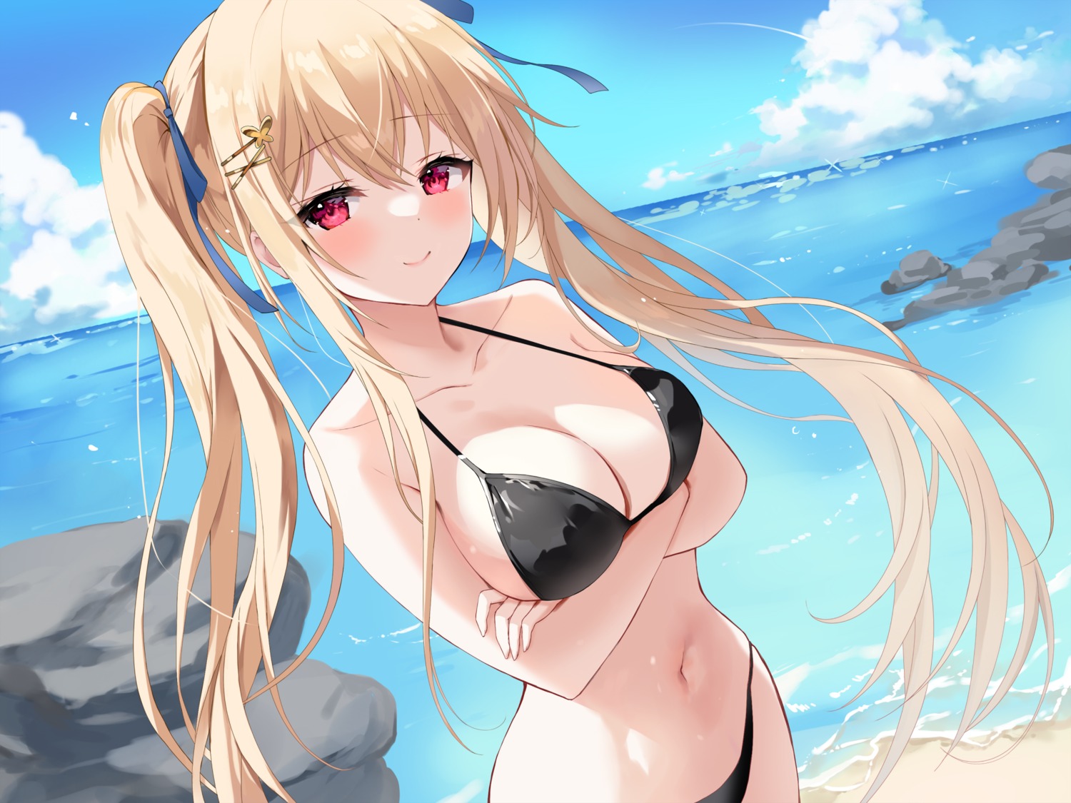 artist_revision, bikini, breast_hold, mayo_(miyusa), swimsuits