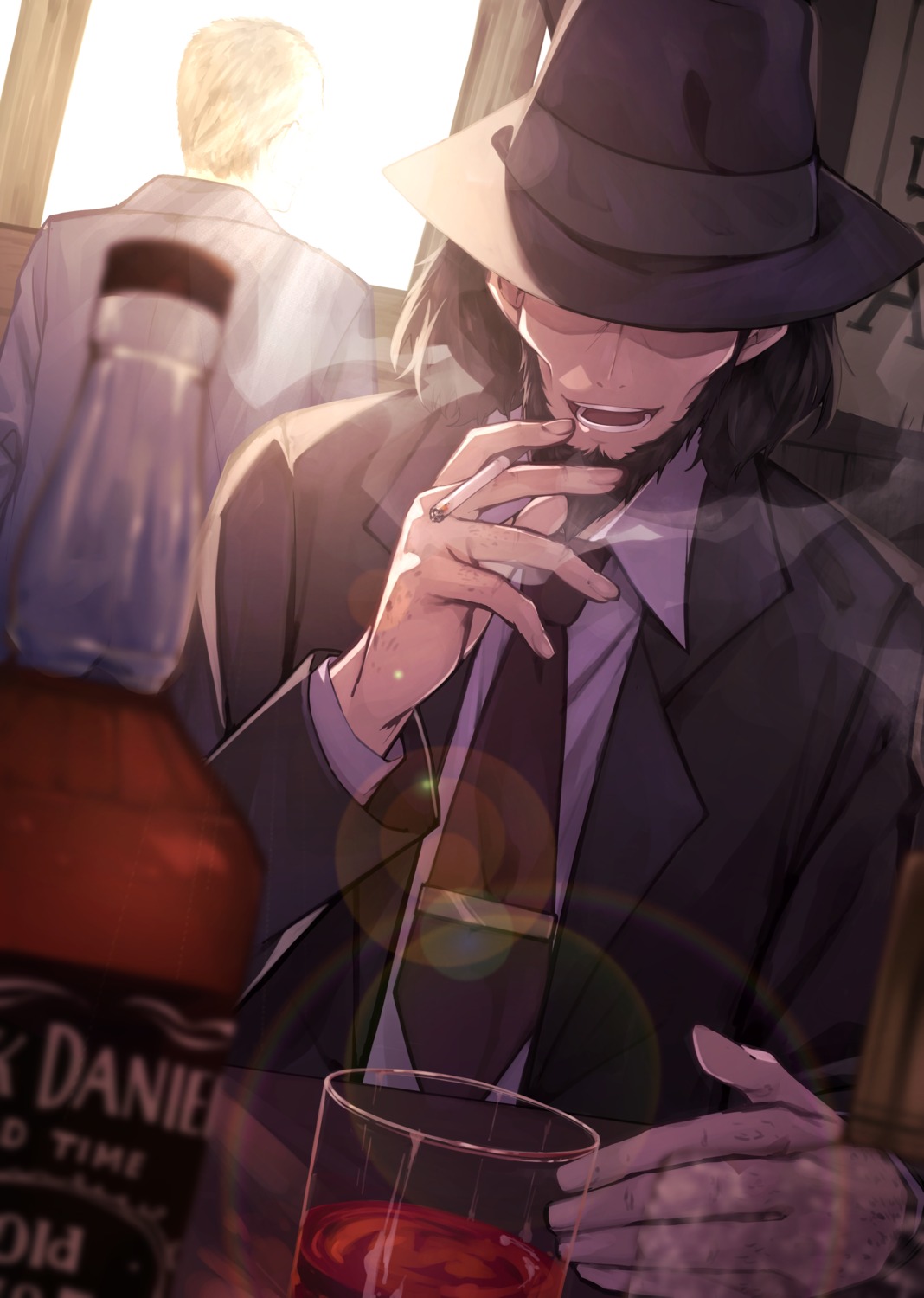 business_suit, jigen_daisuke, lupin_iii, male, smoking, tamago_sando