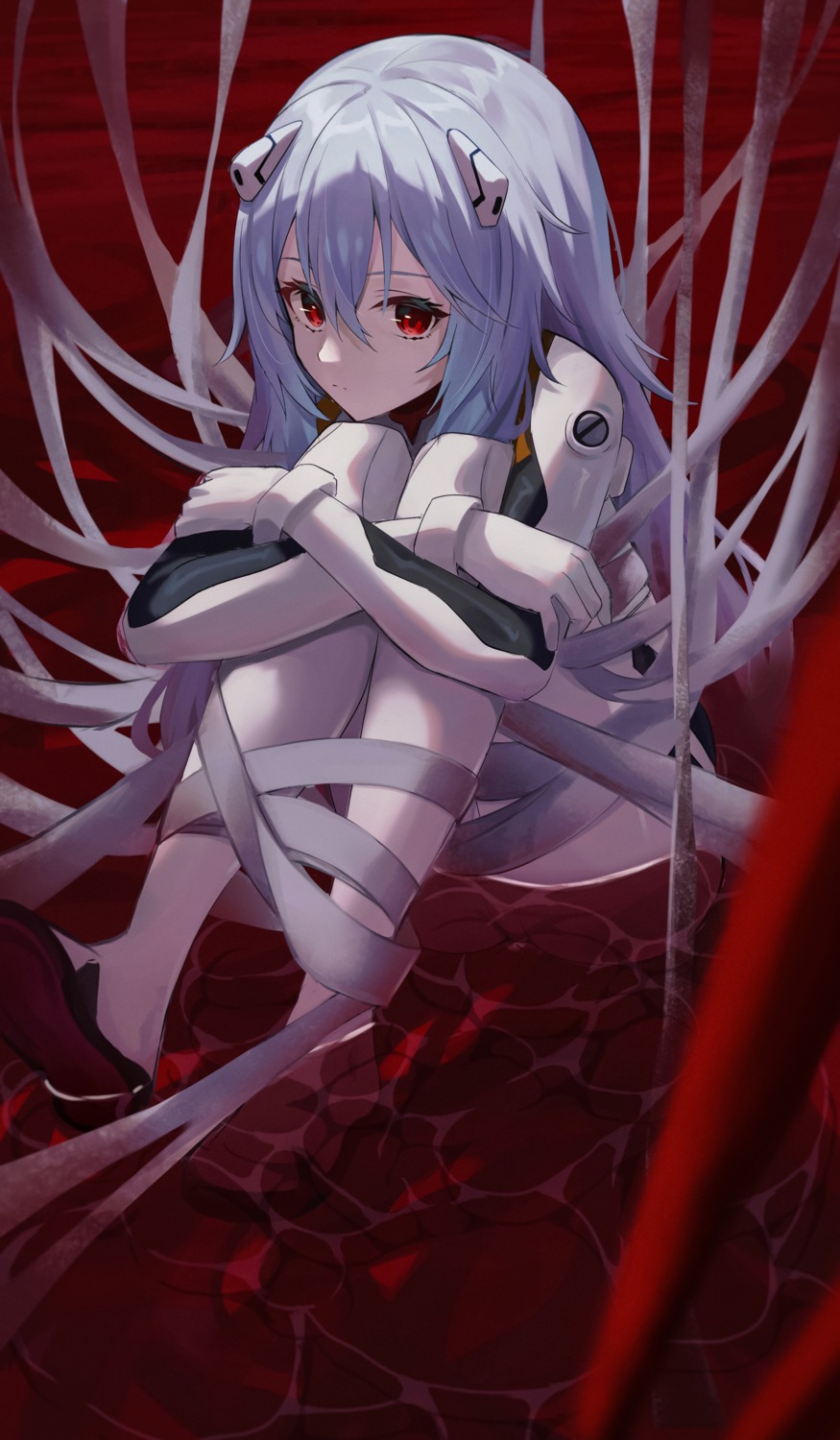 ayanami_rei, bandages, blood, bondage, neon_genesis_evangelion, pension_z, wet