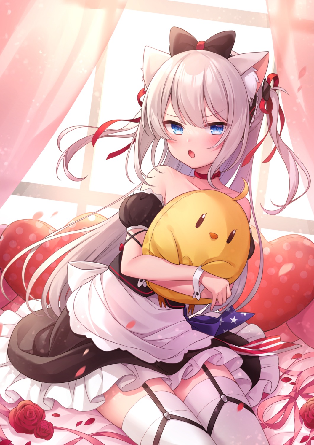 amene_kurumi, animal_ears, azur_lane, hammann_(azur_lane), maid, manjuu_(azur_lane), stockings, thighhighs