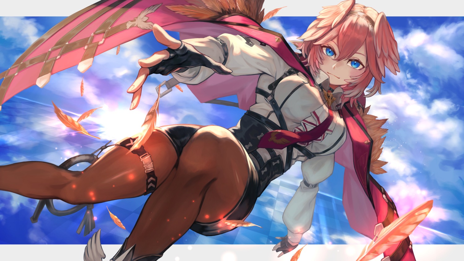 barcy, garter, hololive, pantyhose, takane_lui, uniform, wings