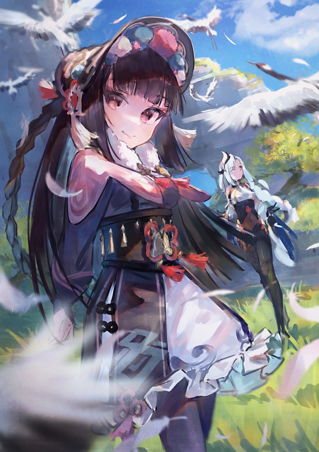 asian_clothes, bodysuit, genshin_impact, pantyhose, shenhe, yu_hydra, yun_jin