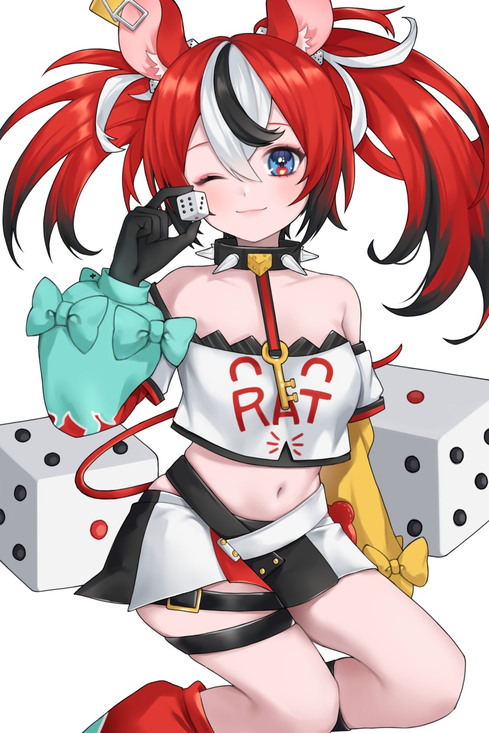 animal_ears, garter, hakos_baelz, hololive, hololive_english, mongkyung, tail