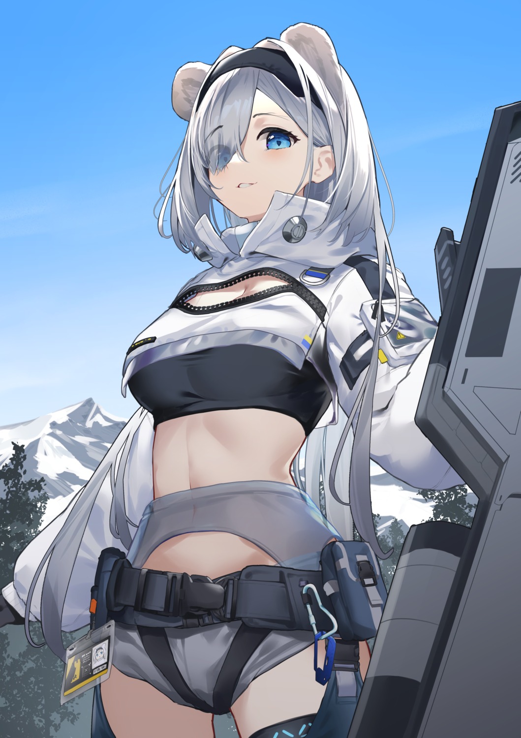 animal_ears, arknights, aurora_(arknights), cleavage, see_through, wazd0183
