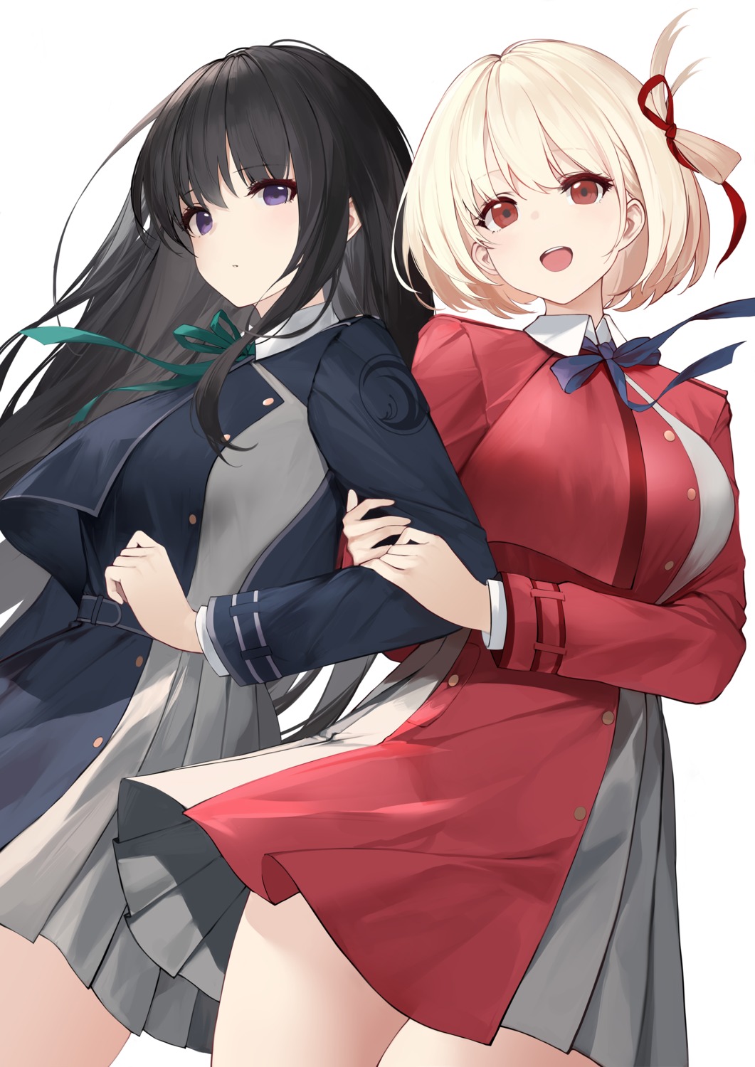 an_yasuri, inoue_takina, lycoris_recoil, nishikigi_chisato, seifuku, yuri