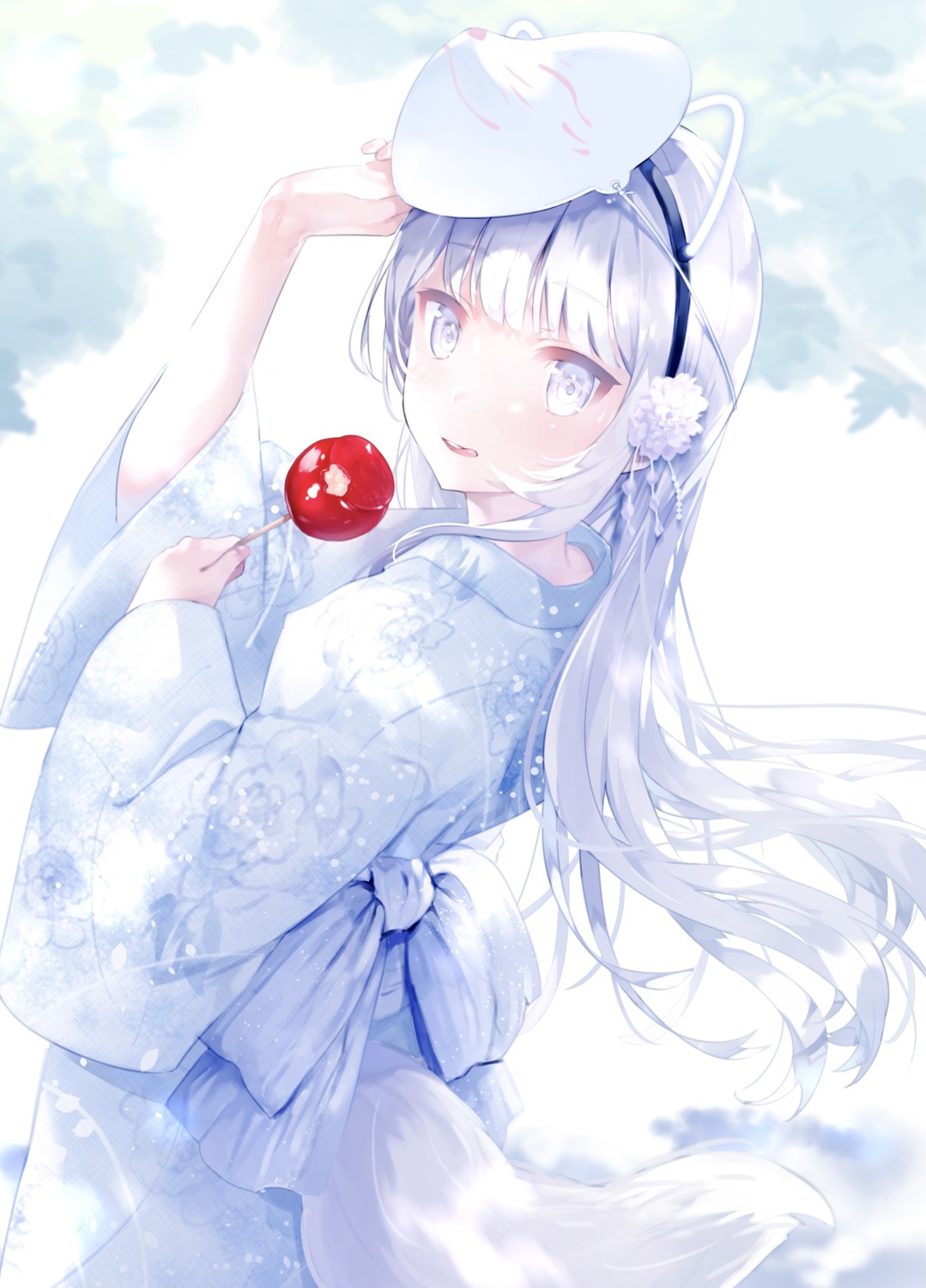animal_ears, kitsune, tail, usagiplanet7, yukata