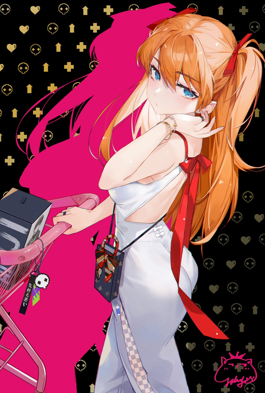 dress, jiujiuyatou_(yayanzz), neon_genesis_evangelion, no_bra, souryuu_asuka_langley