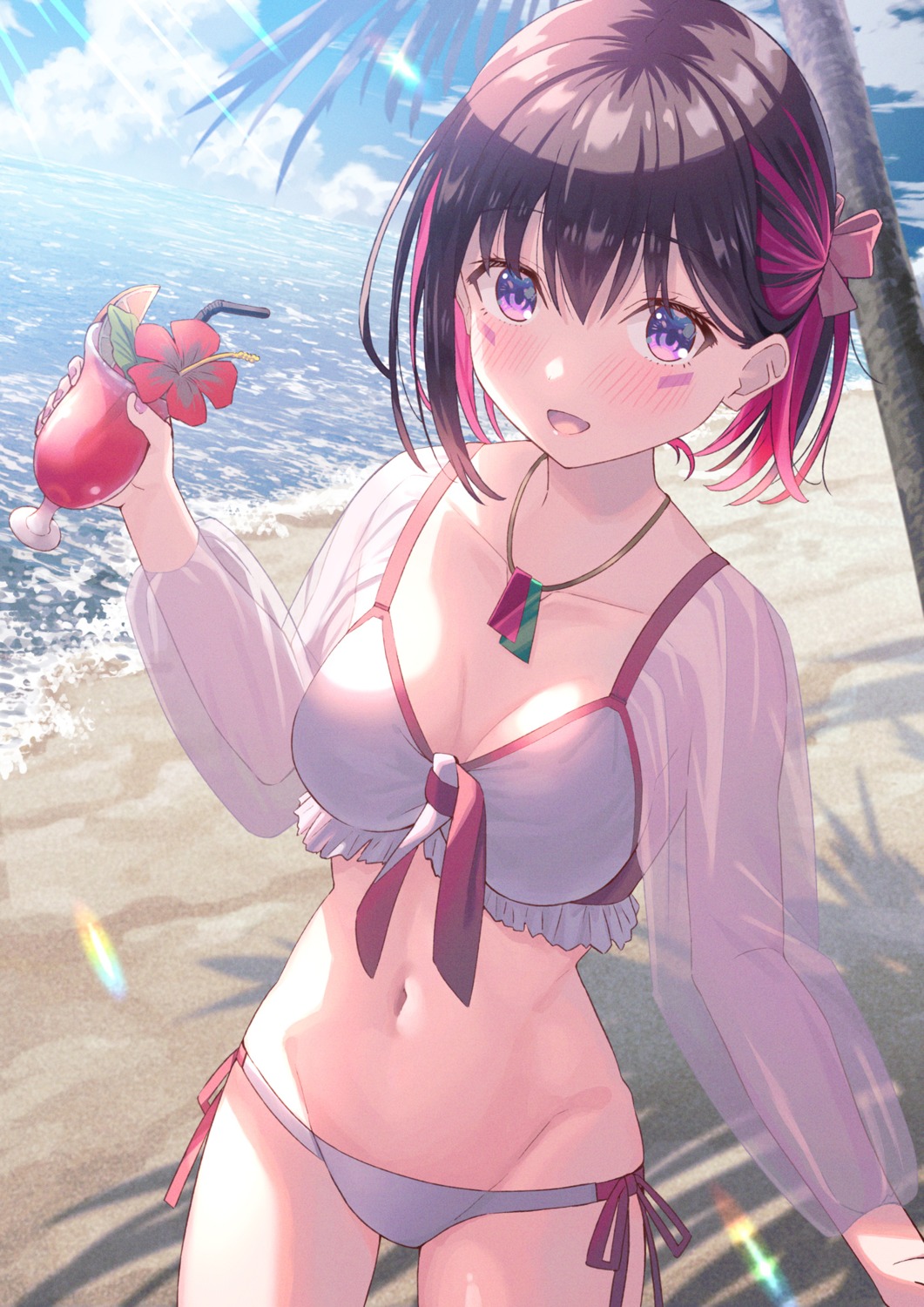 azki_(hololive), bikini, cleavage, hololive, komizuki, see_through, swimsuits