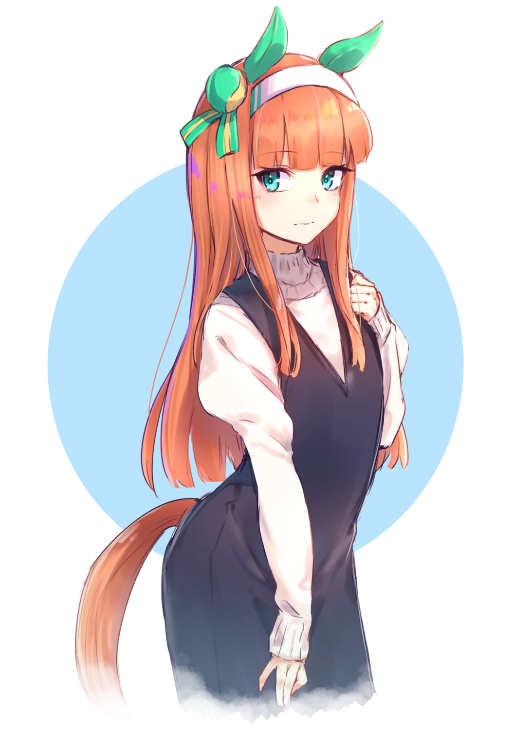 dress, m.tokotsu, silence_suzuka_(umamusume), sweater, tail, uma_musume_pretty_derby