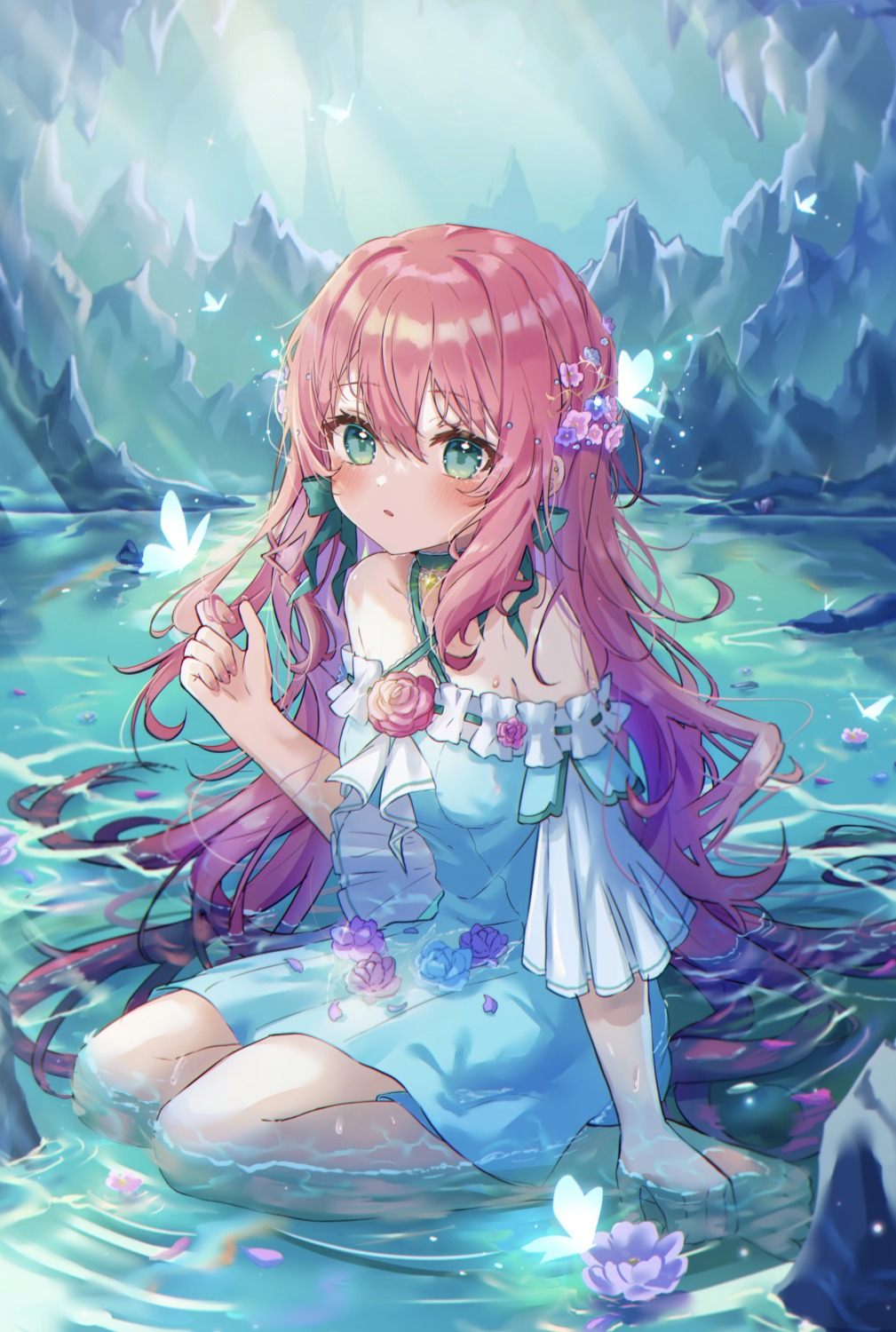 dress, no_bra, shinzousan, wet