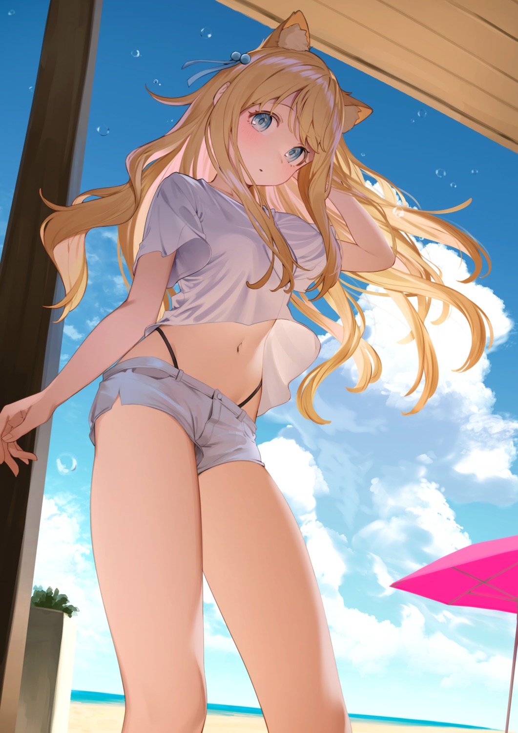 animal_ears, nekomimi, nyum, pantsu, see_through, shirt_lift