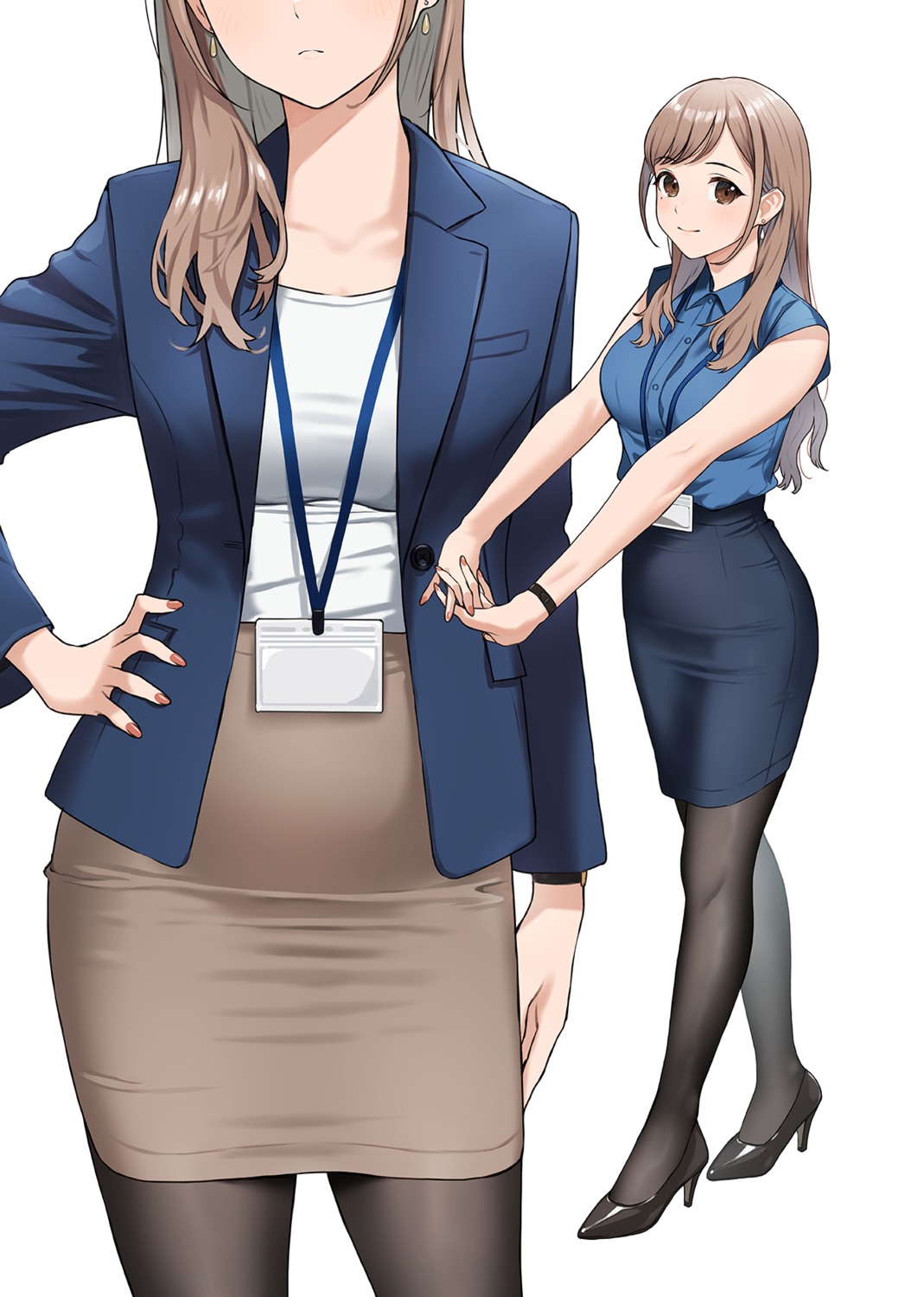 business_suit, doushimasho, heels, pantyhose