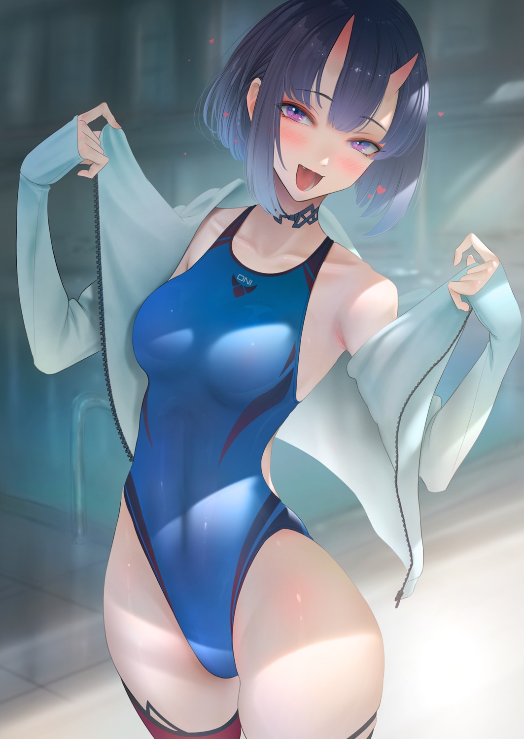 fate/grand_order, horns, imizu_(nitro_unknown), open_shirt, shuten_douji_(fate), swimsuits