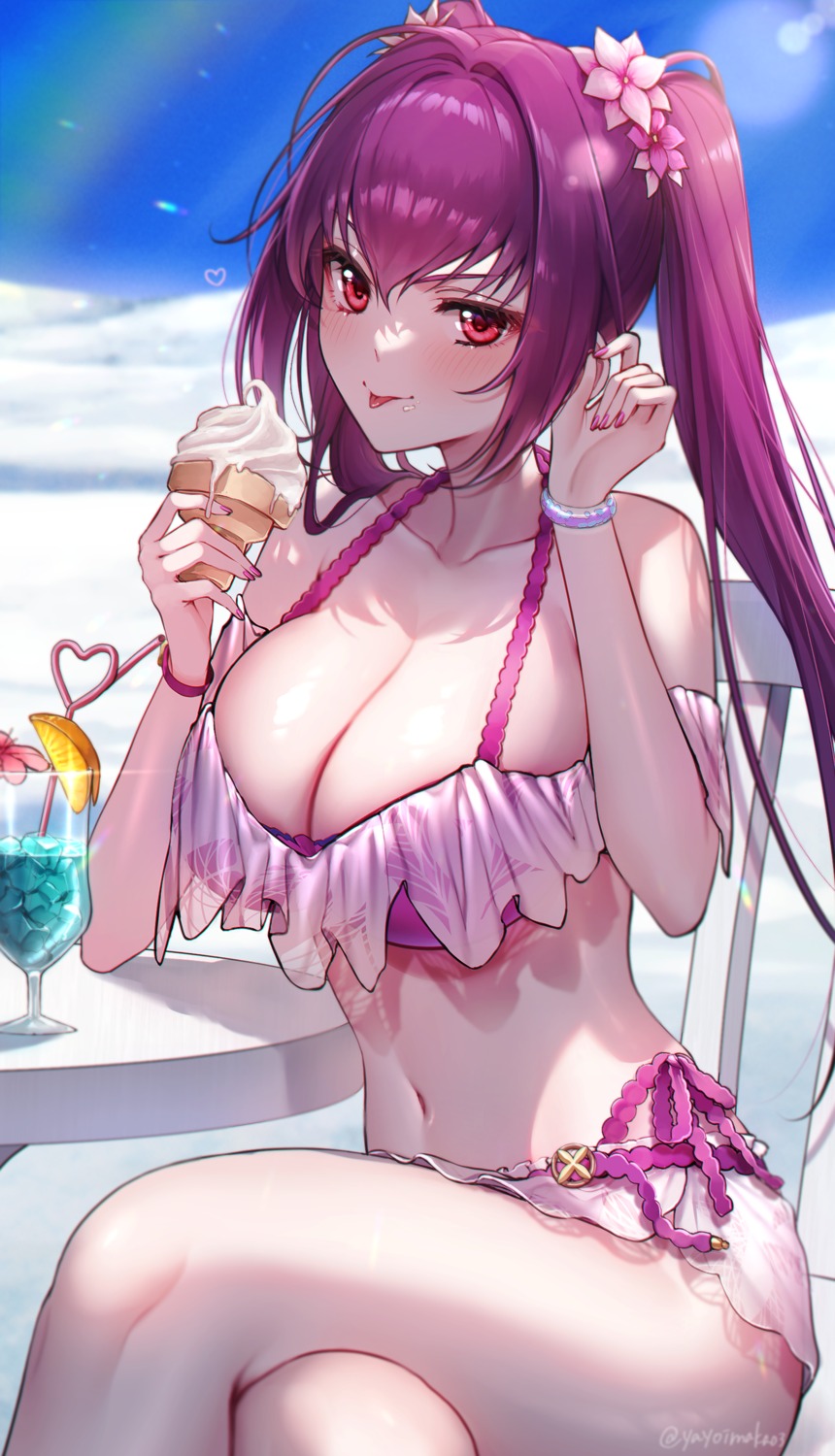 bikini, cream, fate/grand_order, scathach_skadi, swimsuits, yayoi_maka