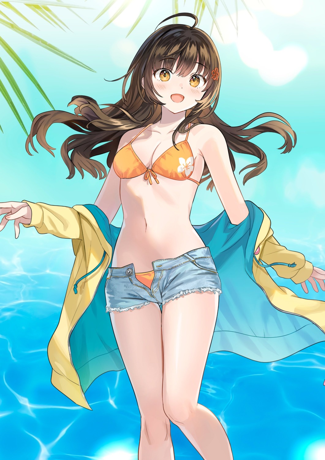 [rouhou]_ore_no_iinazuke_ni_natta_jimiko_ie_dewa_kawaii_shikanai., bikini, open_shirt, swimsuits, tantan, watanae_yuuka