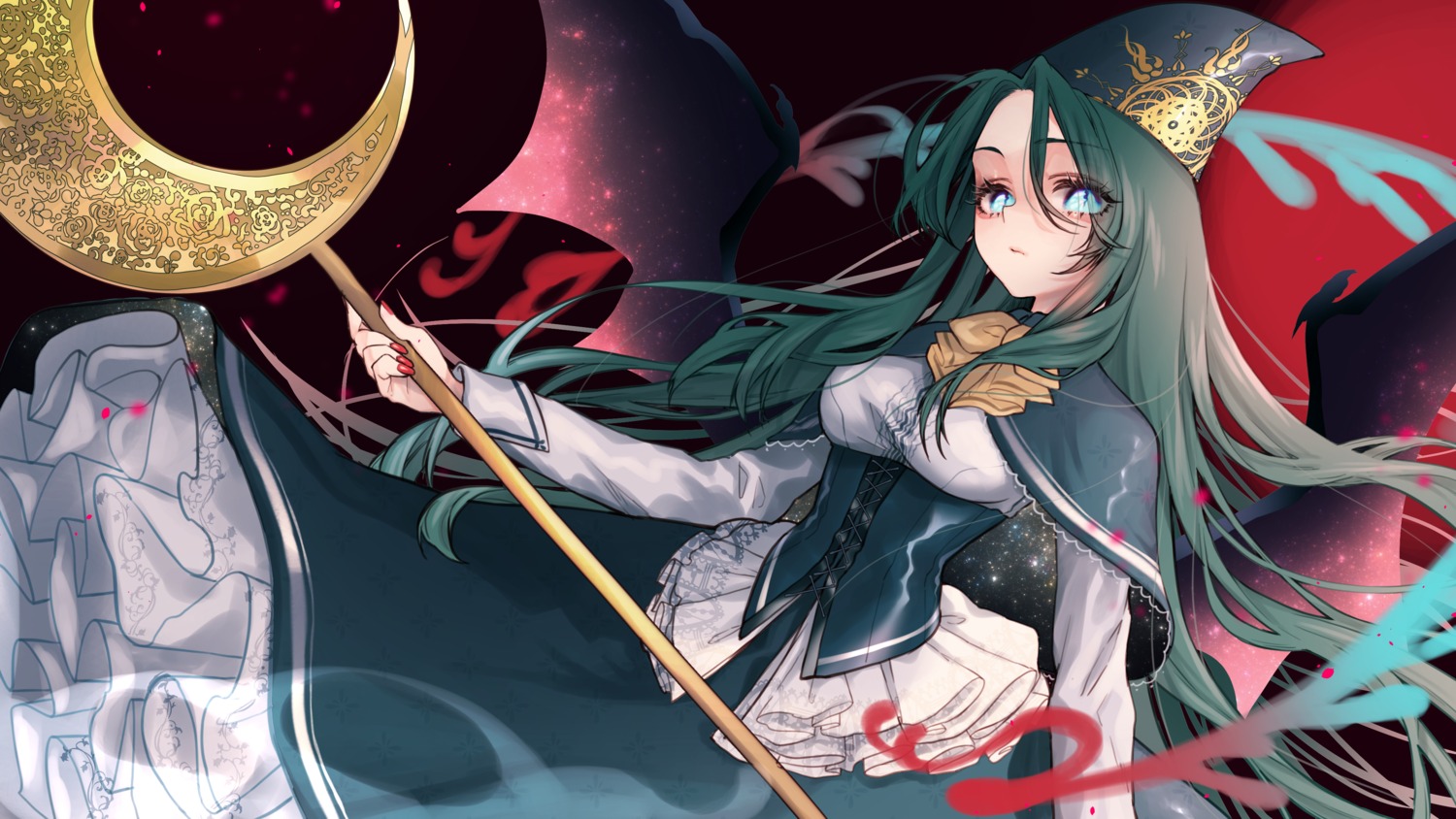 mima, mokokiyo_(asaddr), touhou, wallpaper, weapon, wings