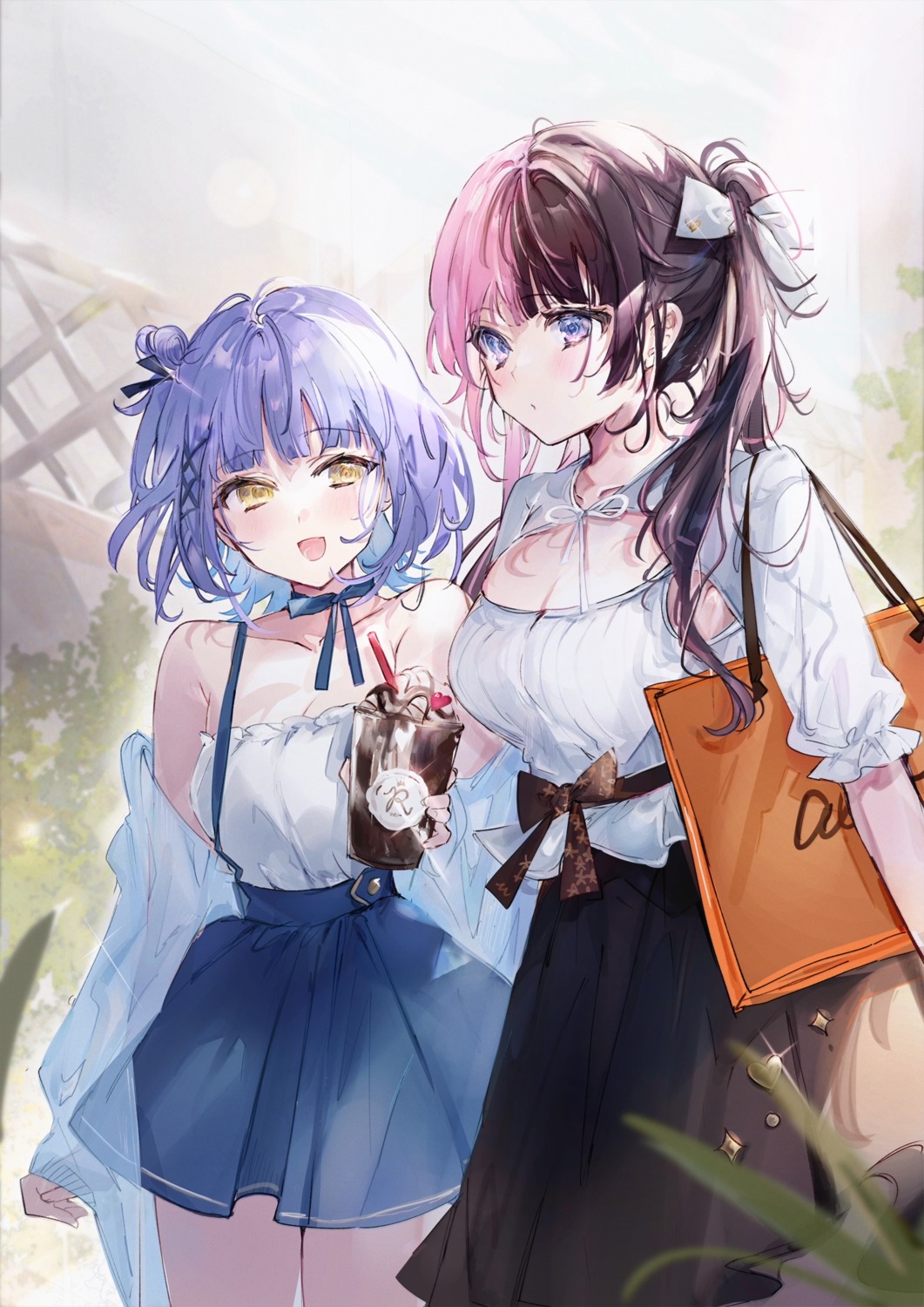 iris_black_games, open_shirt, see_through, shia_job, shinomiya_runa, tachibana_hinano, vspo!