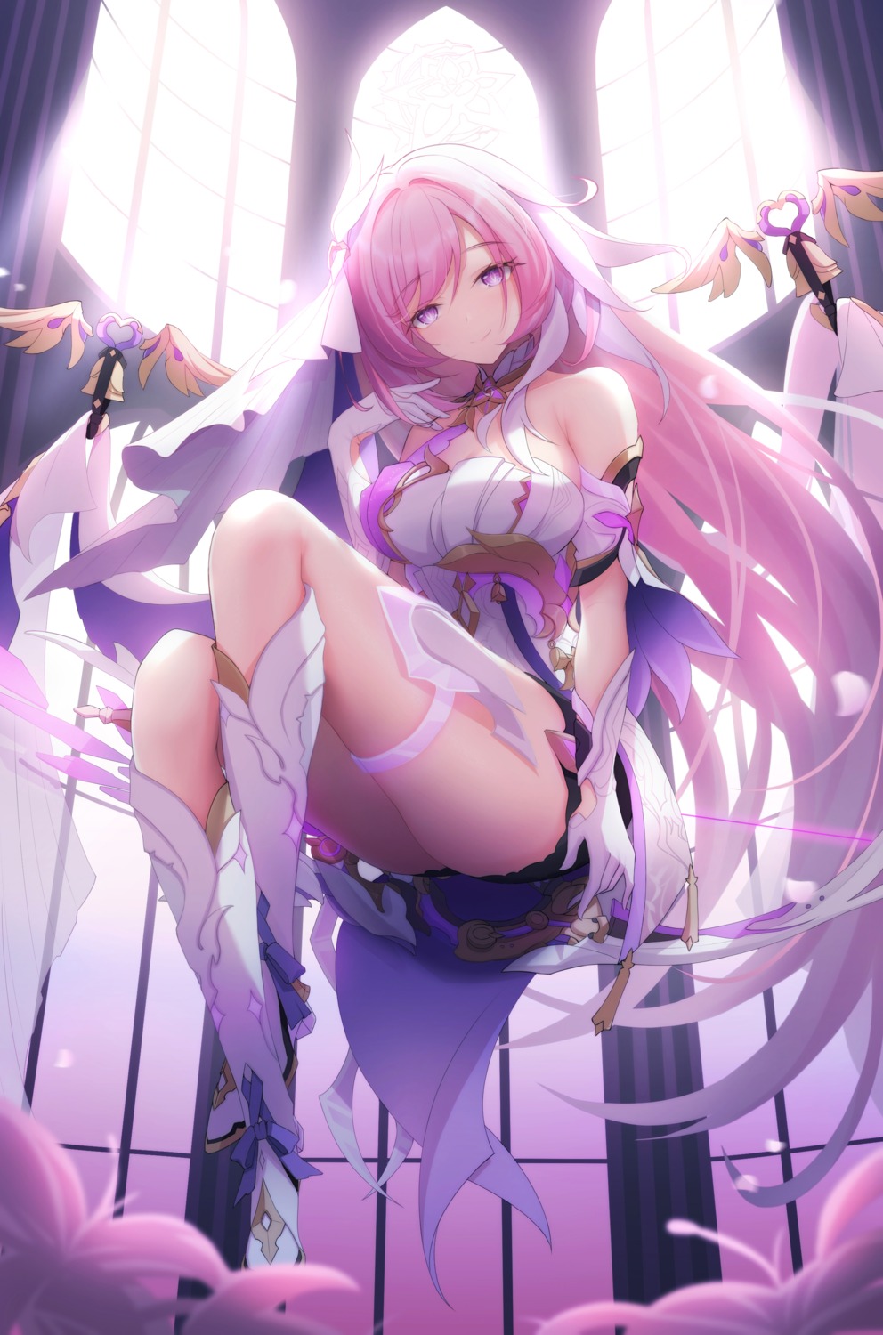 ainrichman, benghuai_xueyuan, cleavage, elysia_(honkai_impact), garter, honkai_impact, wings