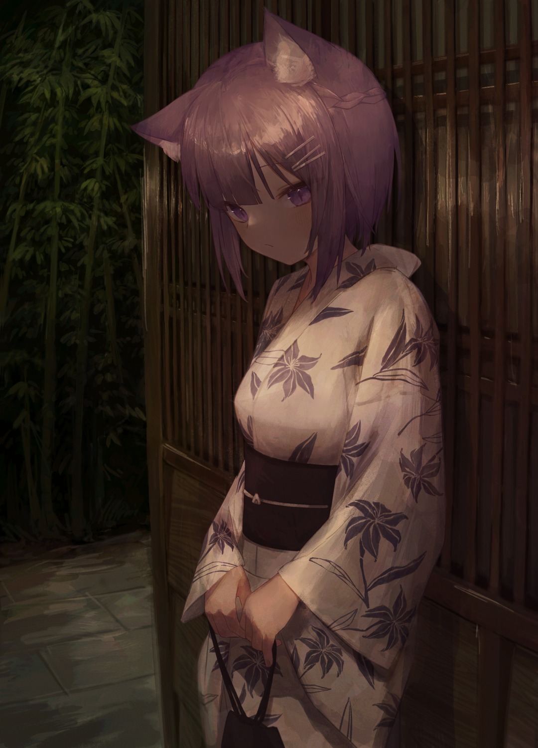 animal_ears, hololive, hololive_gamers, nanome_to, nekomata_okayu, nekomimi, yukata