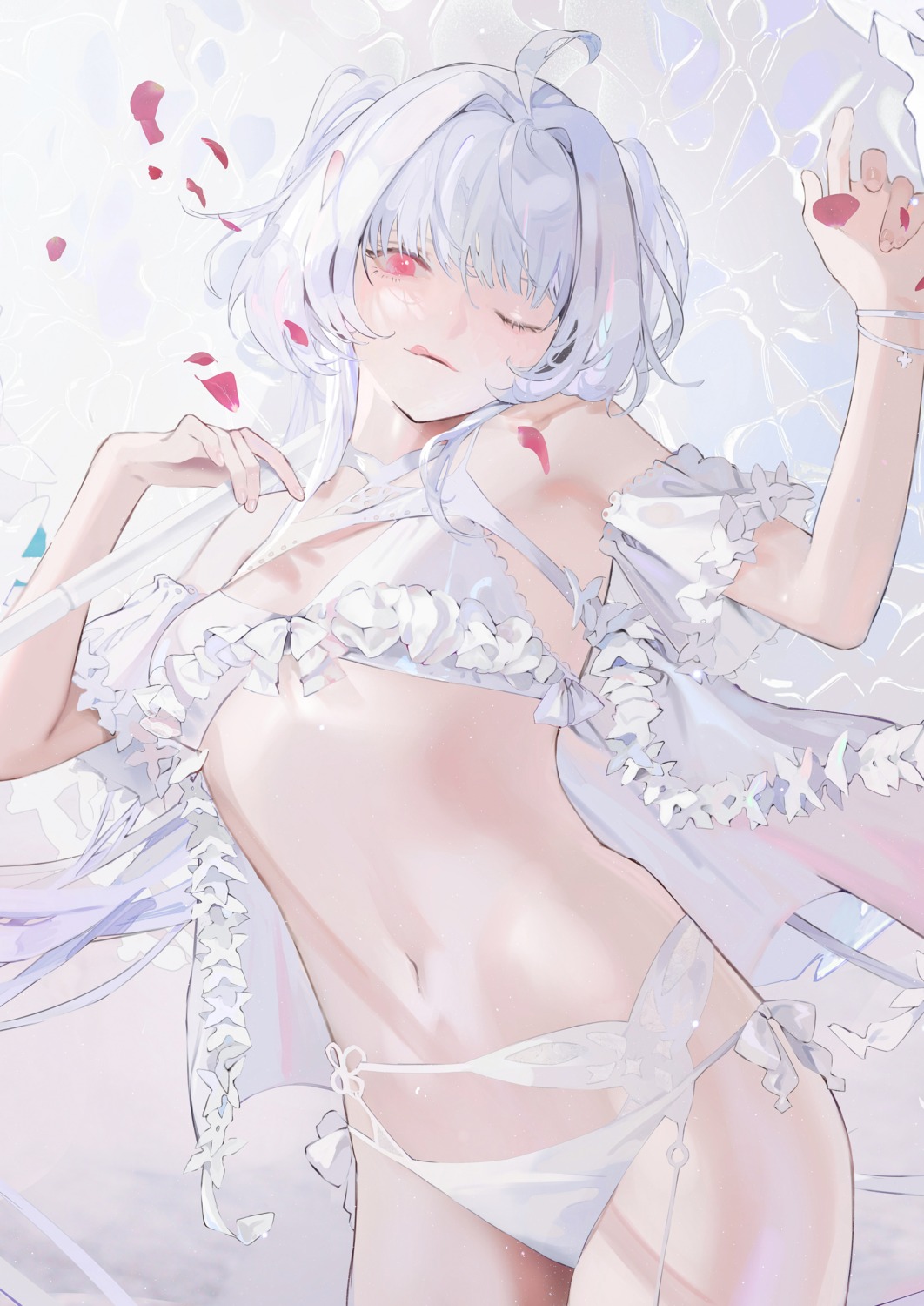 bikini, fate/prototype, fate/stay_night, garter_belt, merlin_(fate/prototype), open_shirt, parai0, pointy_ears, swimsuits