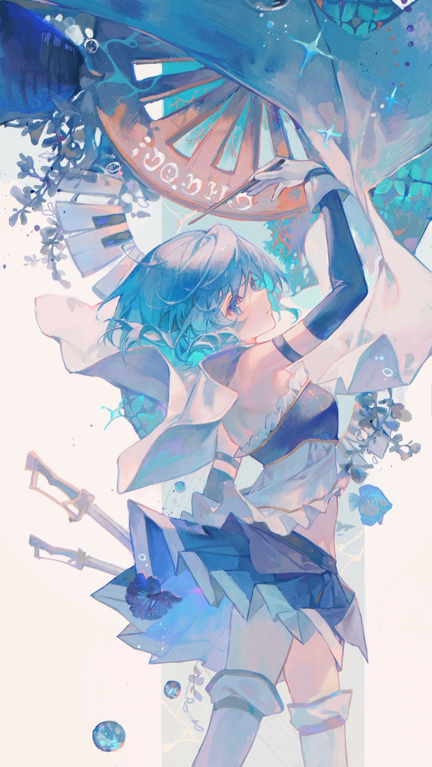 mahou_shoujo_madoka_magica, matcha, miki_sayaka, skirt_lift, sword, thighhighs