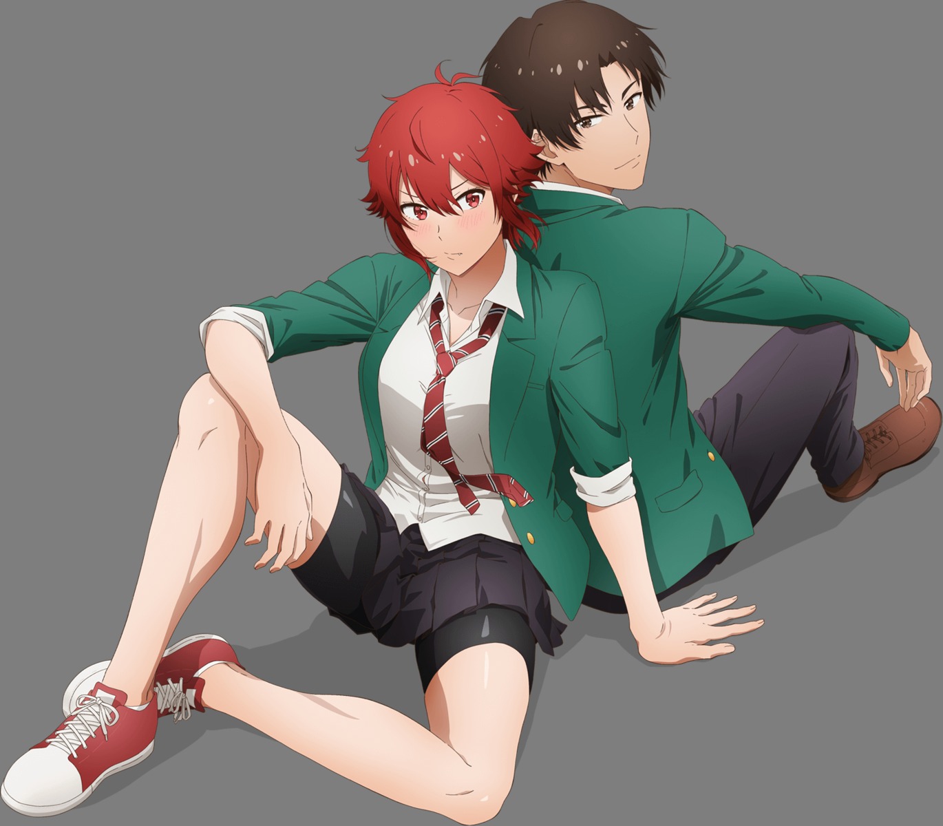 aizawa_tomo, bike_shorts, kubota_junichirou, seifuku, skirt_lift, tagme, tomo-chan_wa_onna_no_ko!, transparent_png