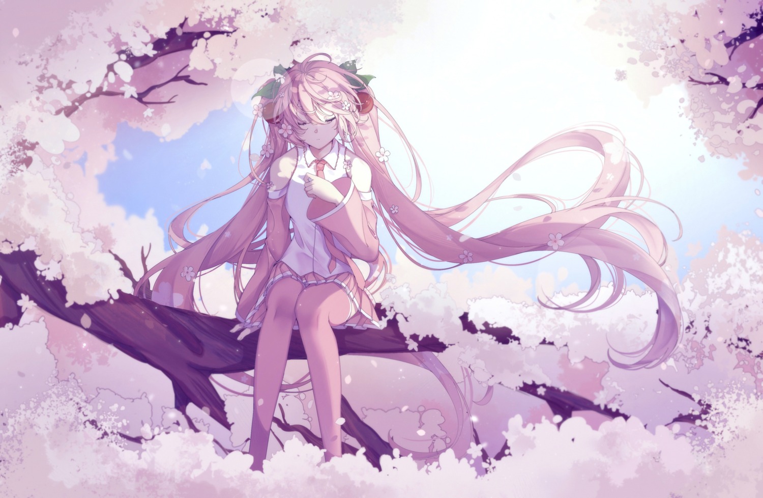hatsune_miku, kanvien, sakura_miku, thighhighs, vocaloid