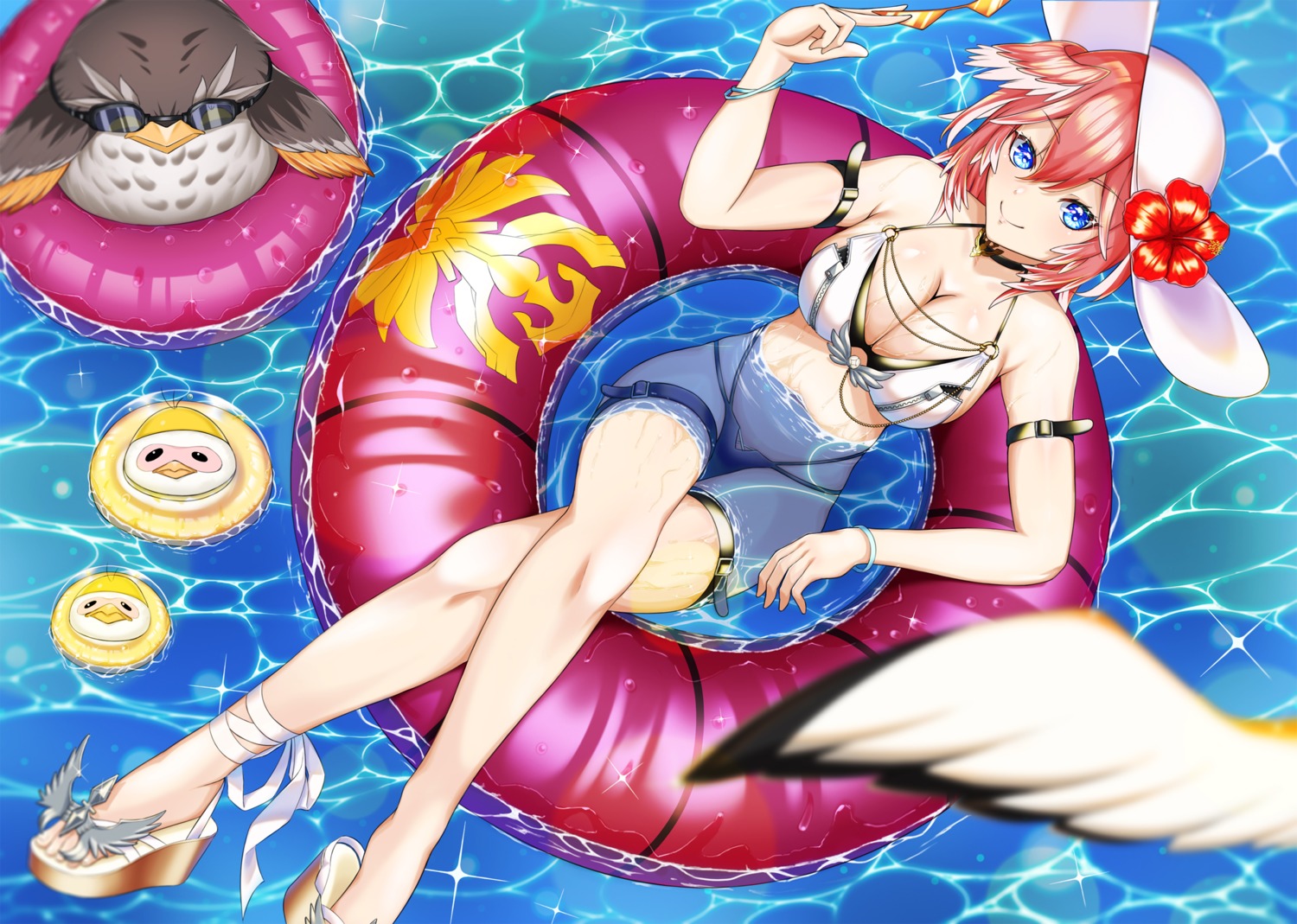 bikini, cleavage, ganmo_(takane_lui), garter, heels, hololive, sn_noahbo_, swimsuits