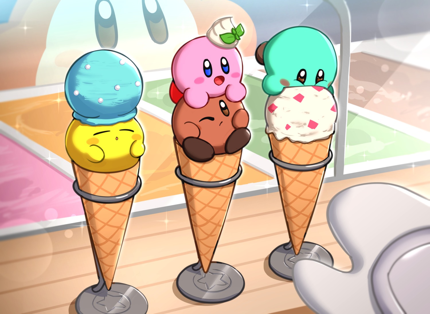gonzarez, kirby, kirby's_dream_buffet, kirby_(character), meta_knight, waddle_dee