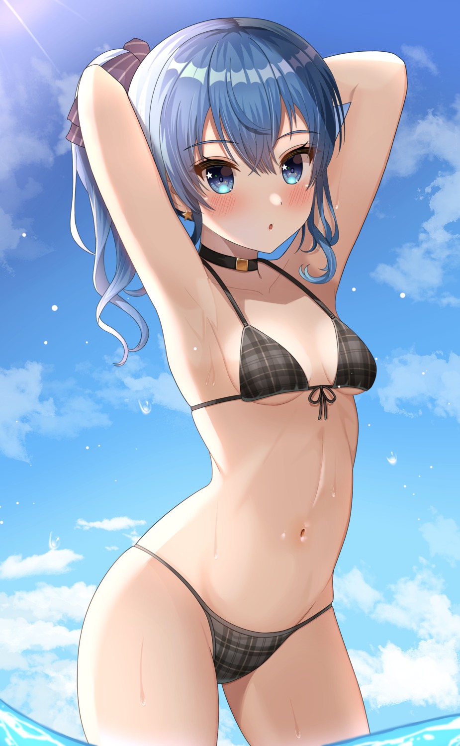 bikini, hisui_(user_zvkr2432), hololive, hoshimachi_suisei, swimsuits, wet