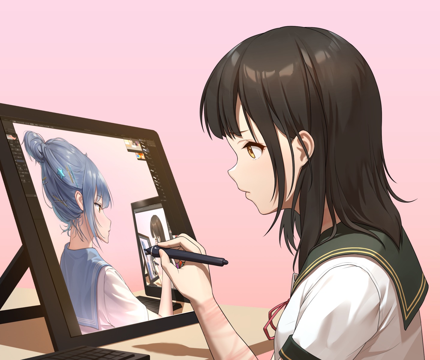 haneru, haori_haruki, himino_seika, seifuku, tokinohimitsu