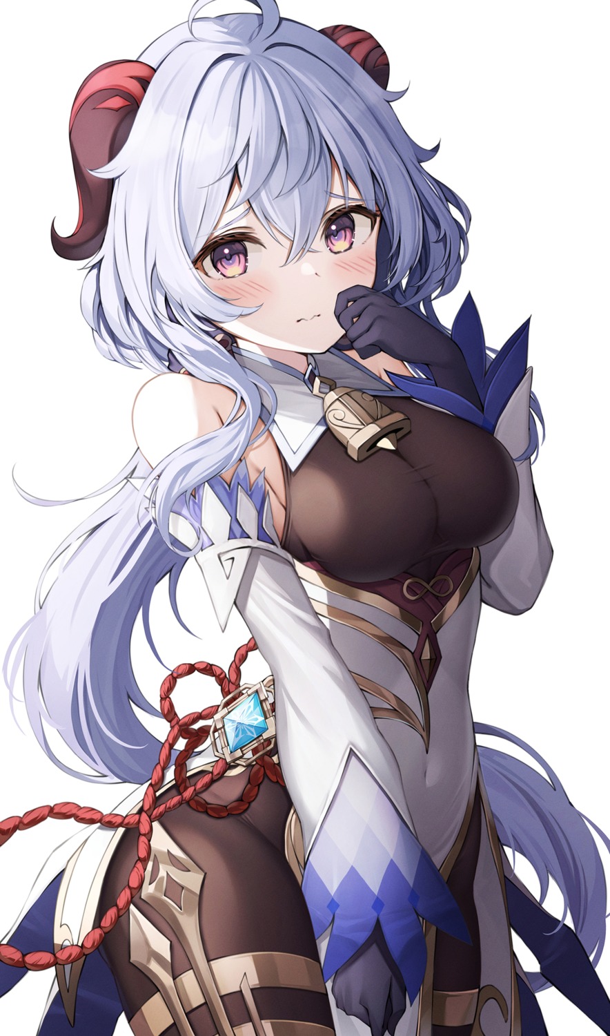 asian_clothes, ganyu, genshin_impact, horns, leotard, pluto_(97dwnstjq)