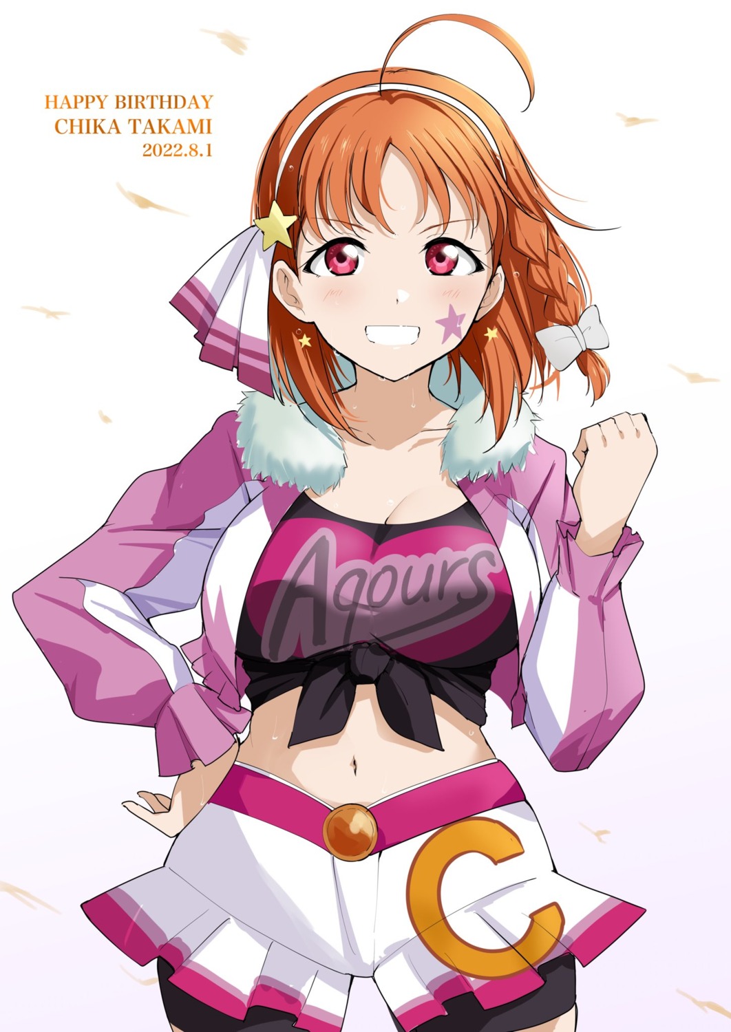 barkhorn0331, bike_shorts, cleavage, love_live!_(series), love_live!_sunshine!!, takami_chika, tattoo