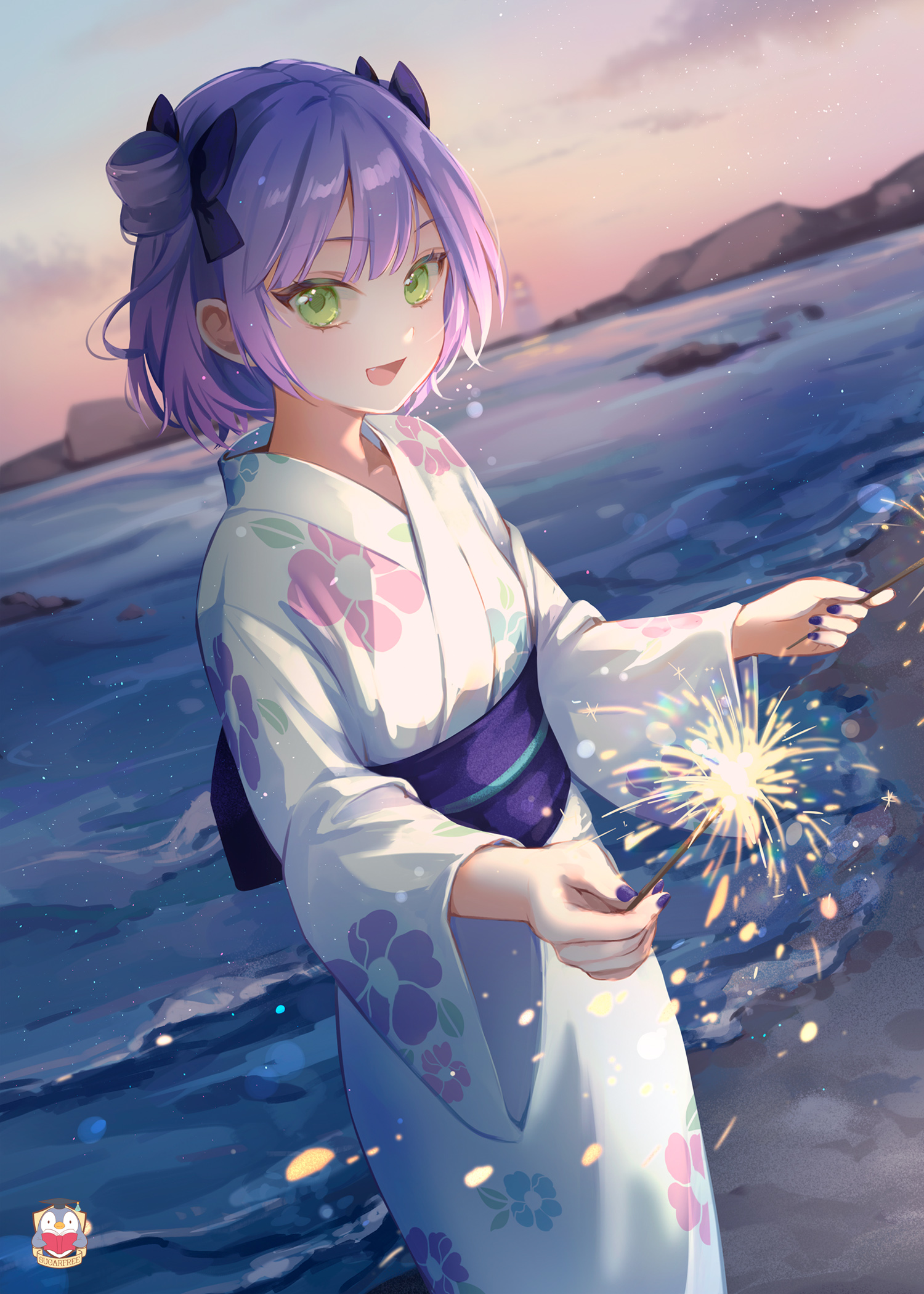 hololive, kamui@sugarfree, penguin, tokoyami_towa, yukata