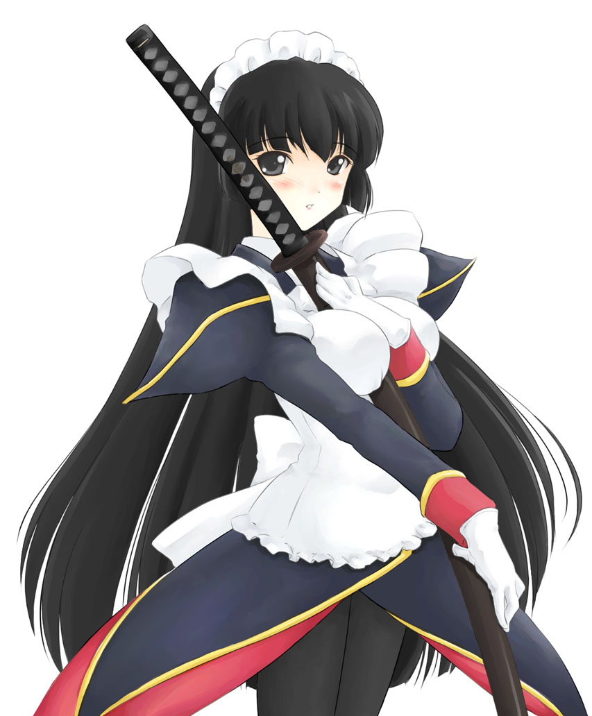 hanaukyo_maid_tai, maid, pantyhose, sword, tagme, tsurugi_konoe