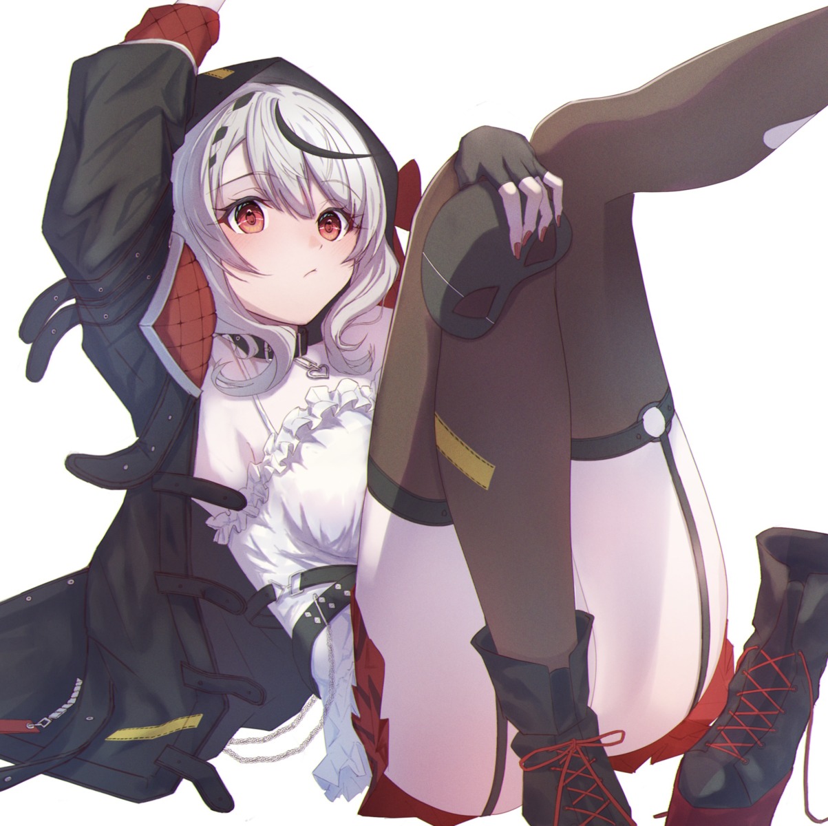 hololive, no_bra, rin_(pixiv26201783), sakamata_chloe, stockings, thighhighs, torn_clothes