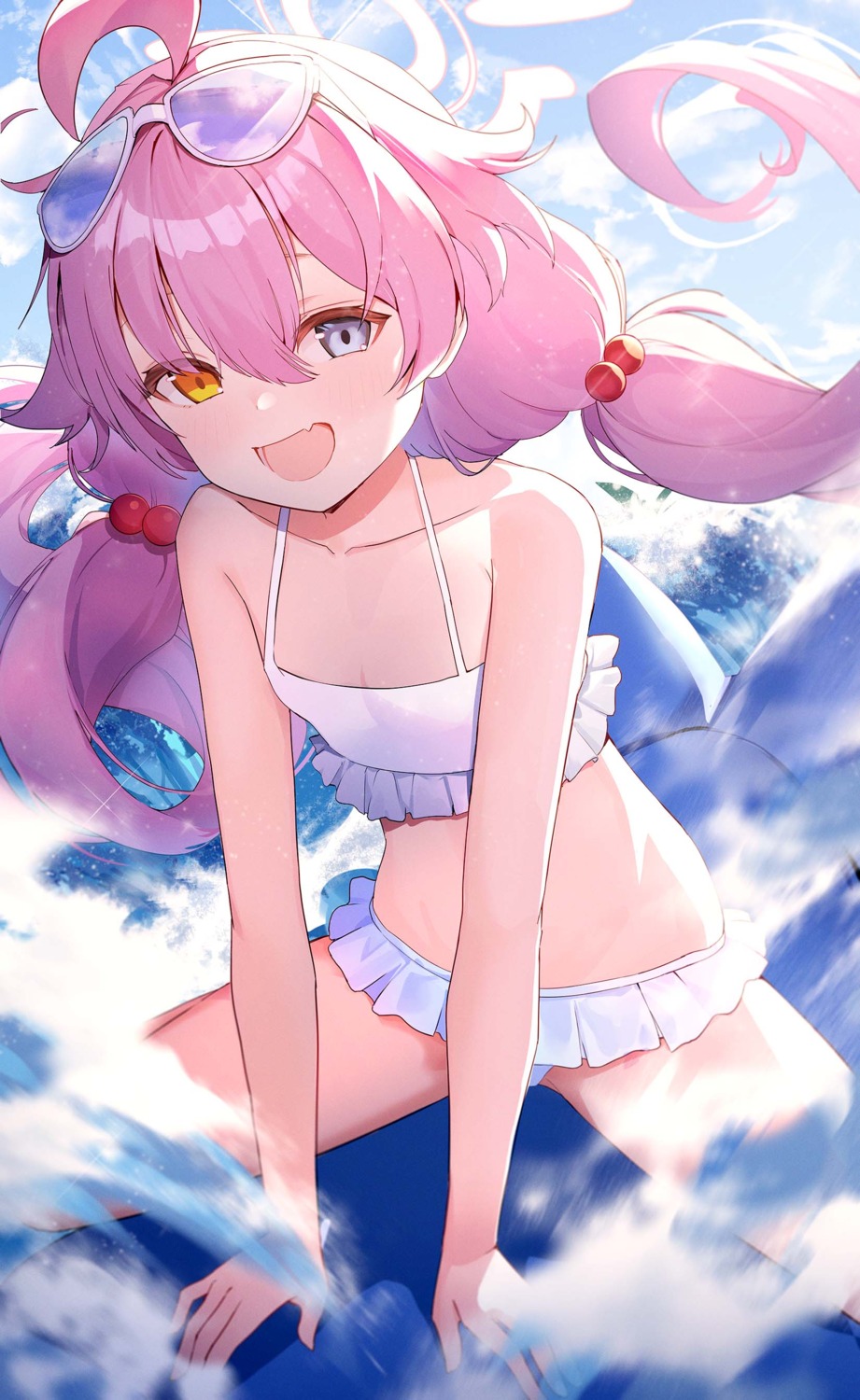 bikini, blue_archive, cleavage, halo, heterochromia, megane, ohihil, swimsuits
