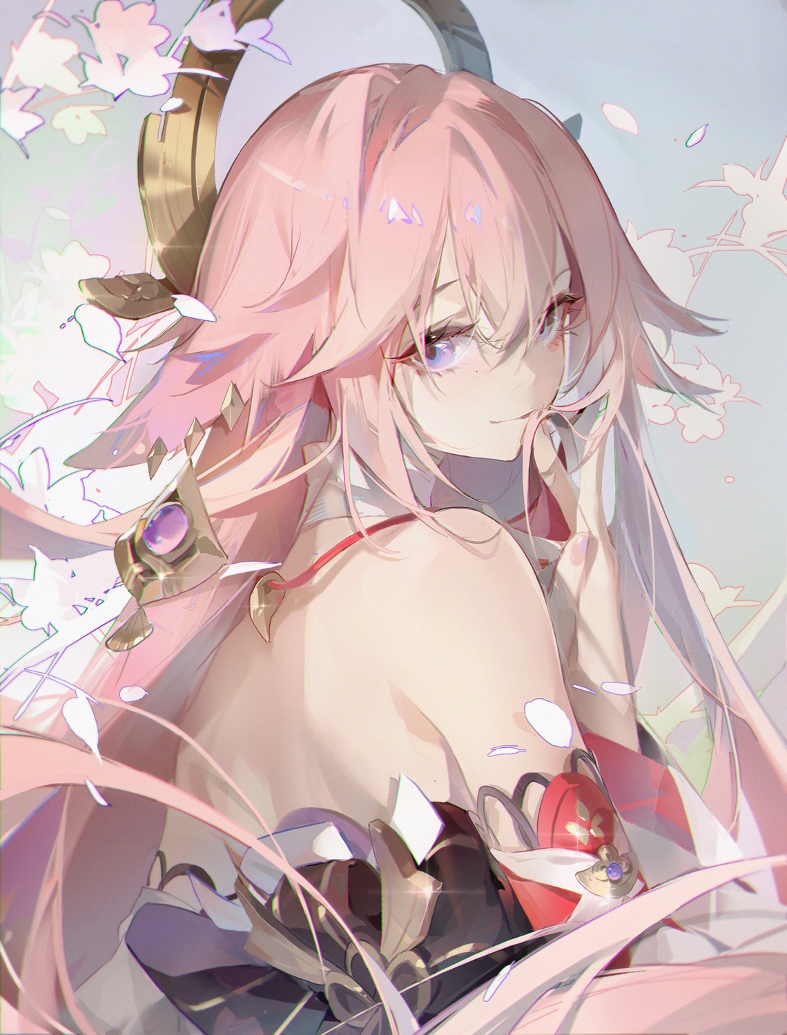 animal_ears, genshin_impact, japanese_clothes, kitsune, no_bra, tracyton, yae_miko