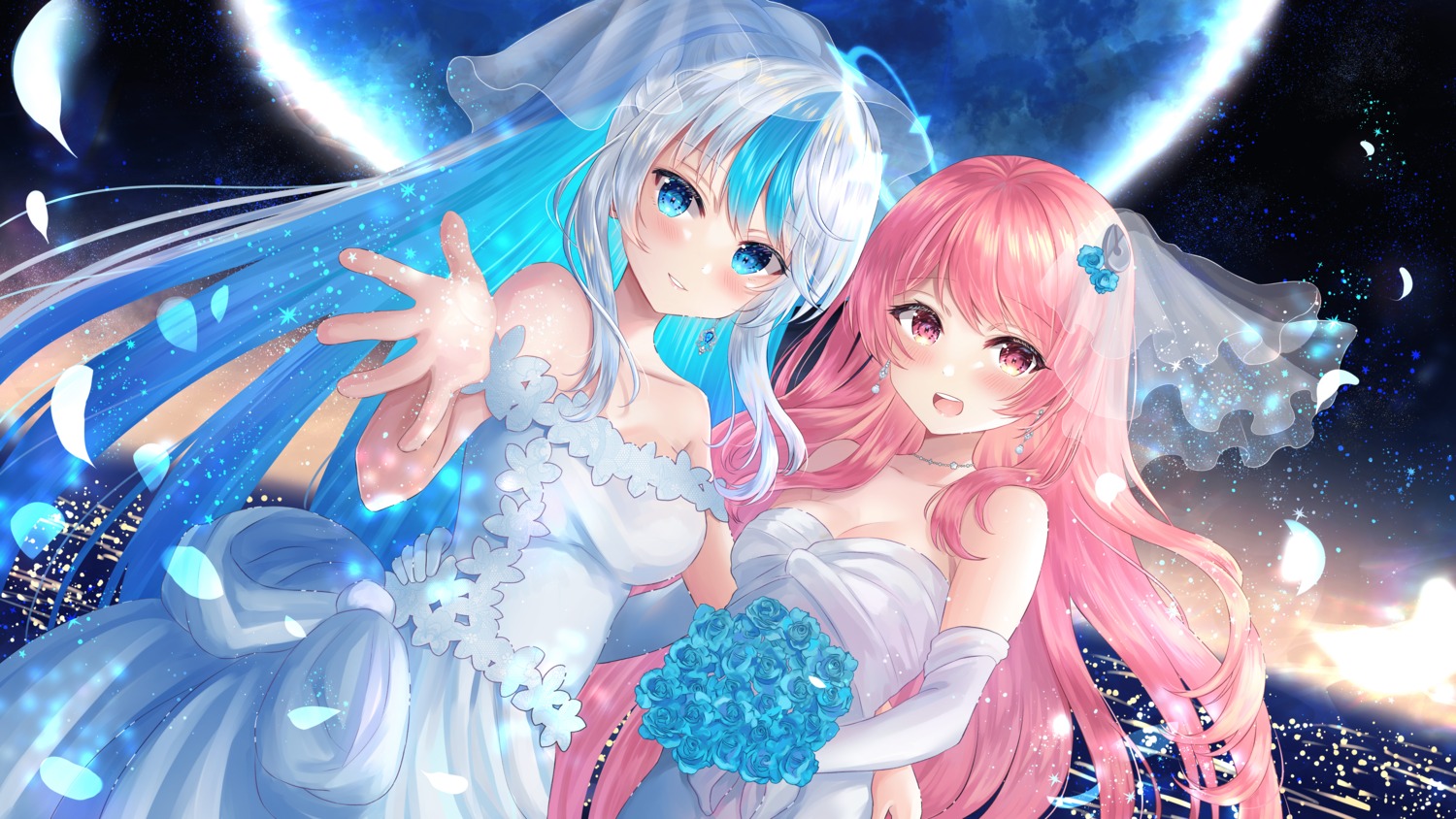 dress, eureka_iris, fujimori_shiki, liver_city, natsume_tsuduri, no_bra, wallpaper, wedding_dress