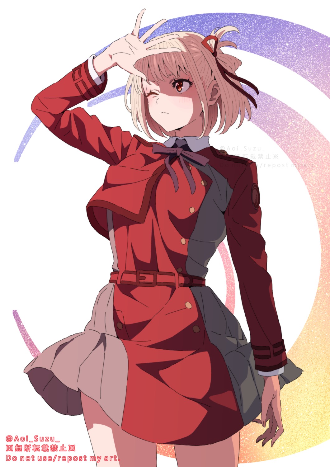 aoi_suzu, lycoris_recoil, nishikigi_chisato, seifuku