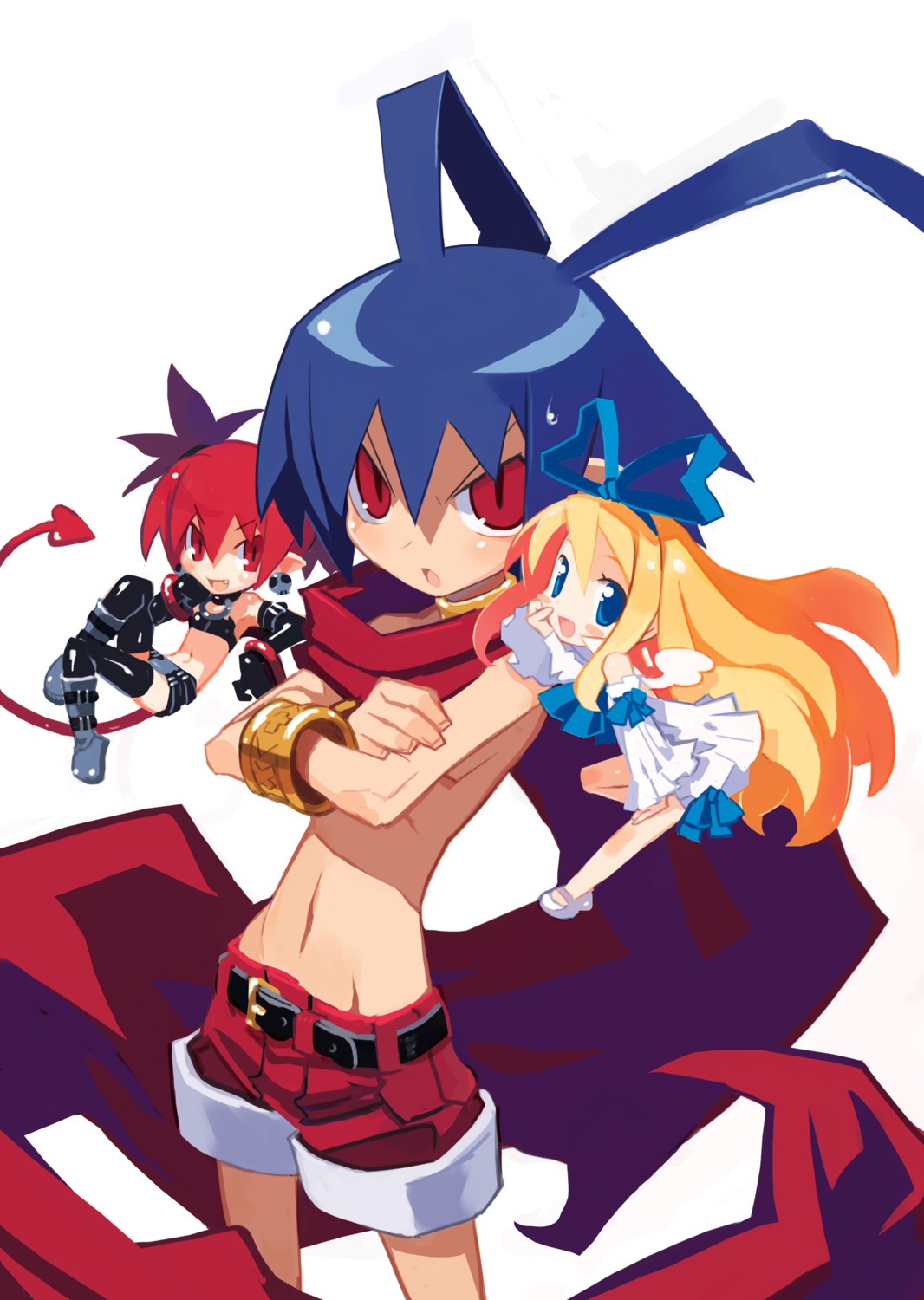 chibi, disgaea, etna, flonne, harada_takehito, laharl, pointy_ears, tail