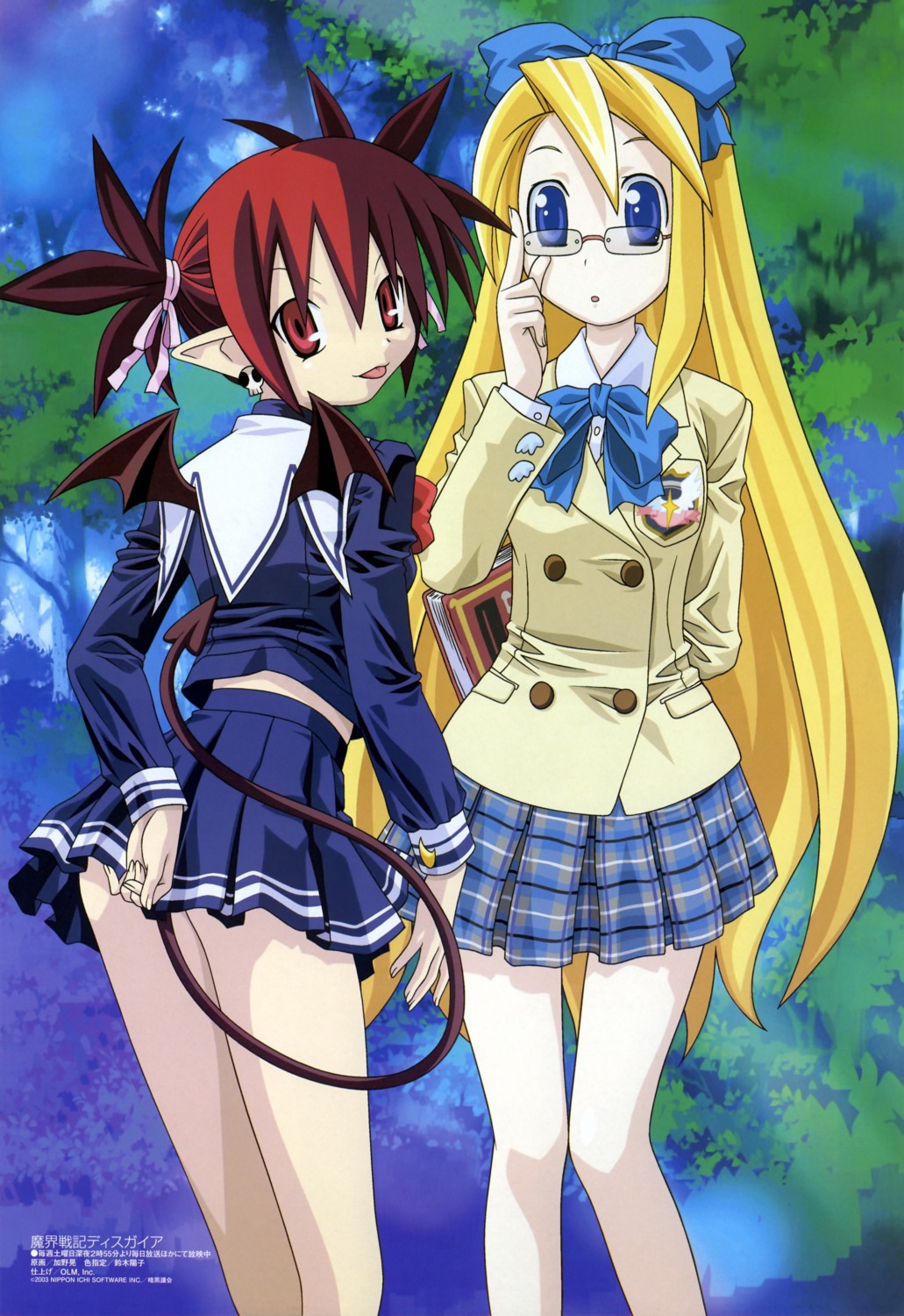 disgaea, etna, flonne, kano_akira, megane, pointy_ears, seifuku, tail