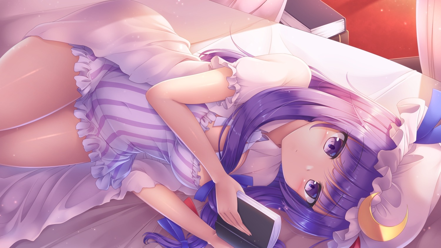 dress, lzh, patchouli_knowledge, sheets, touhou, wallpaper